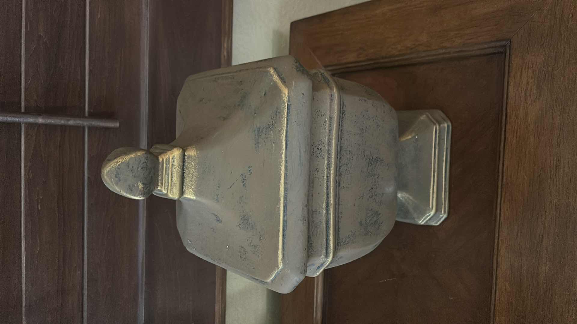 Photo 1 of HOME DECOR - HEAVY AGED CERAMIC VESSEL WITH LID H18" 