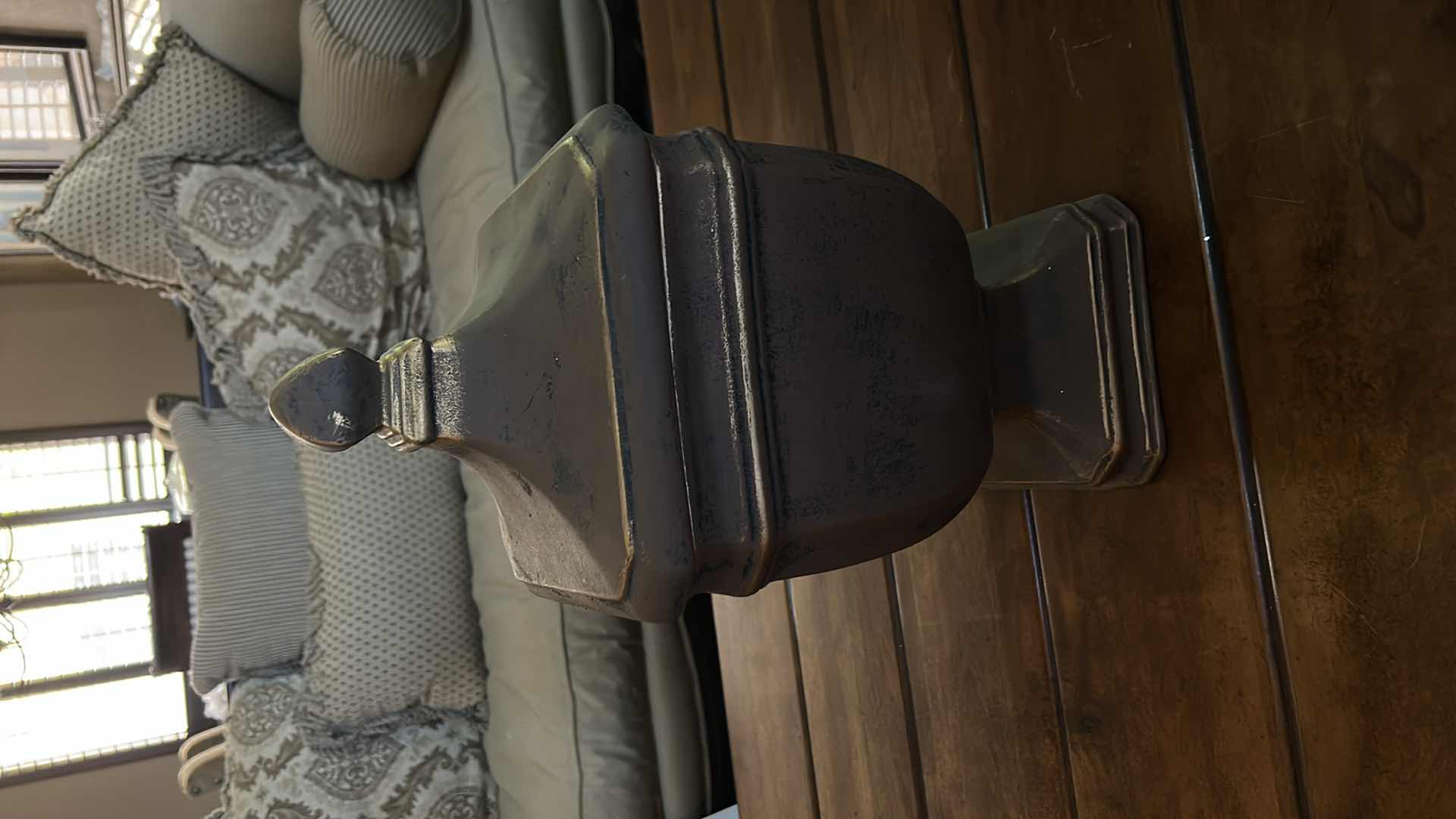 Photo 1 of HOME DECOR - HEAVY AGED CERAMIC VESSEL WITH LID H18" 