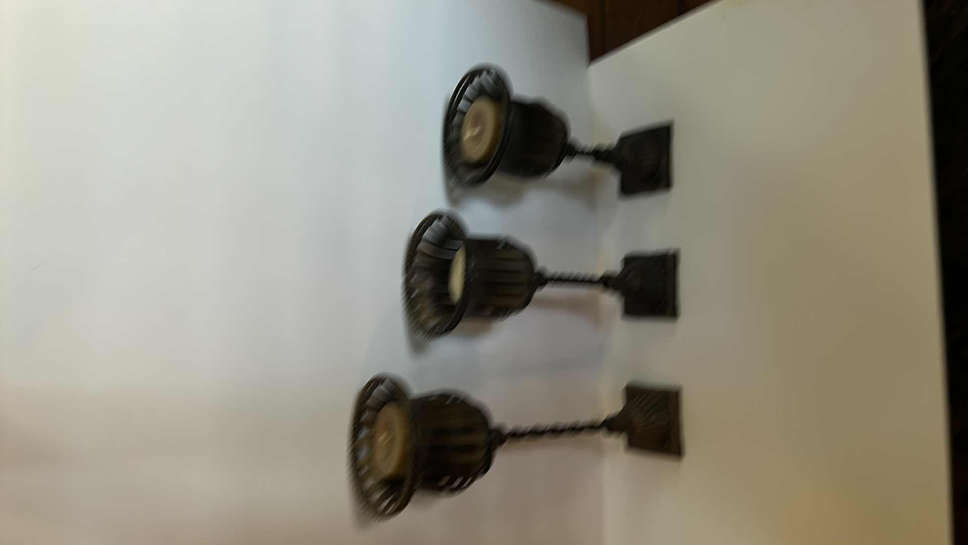 Photo 1 of 3 METAL GRADUATED CANDLE HOLDERS WITH CANDLES (TALLEST 16 1/2")