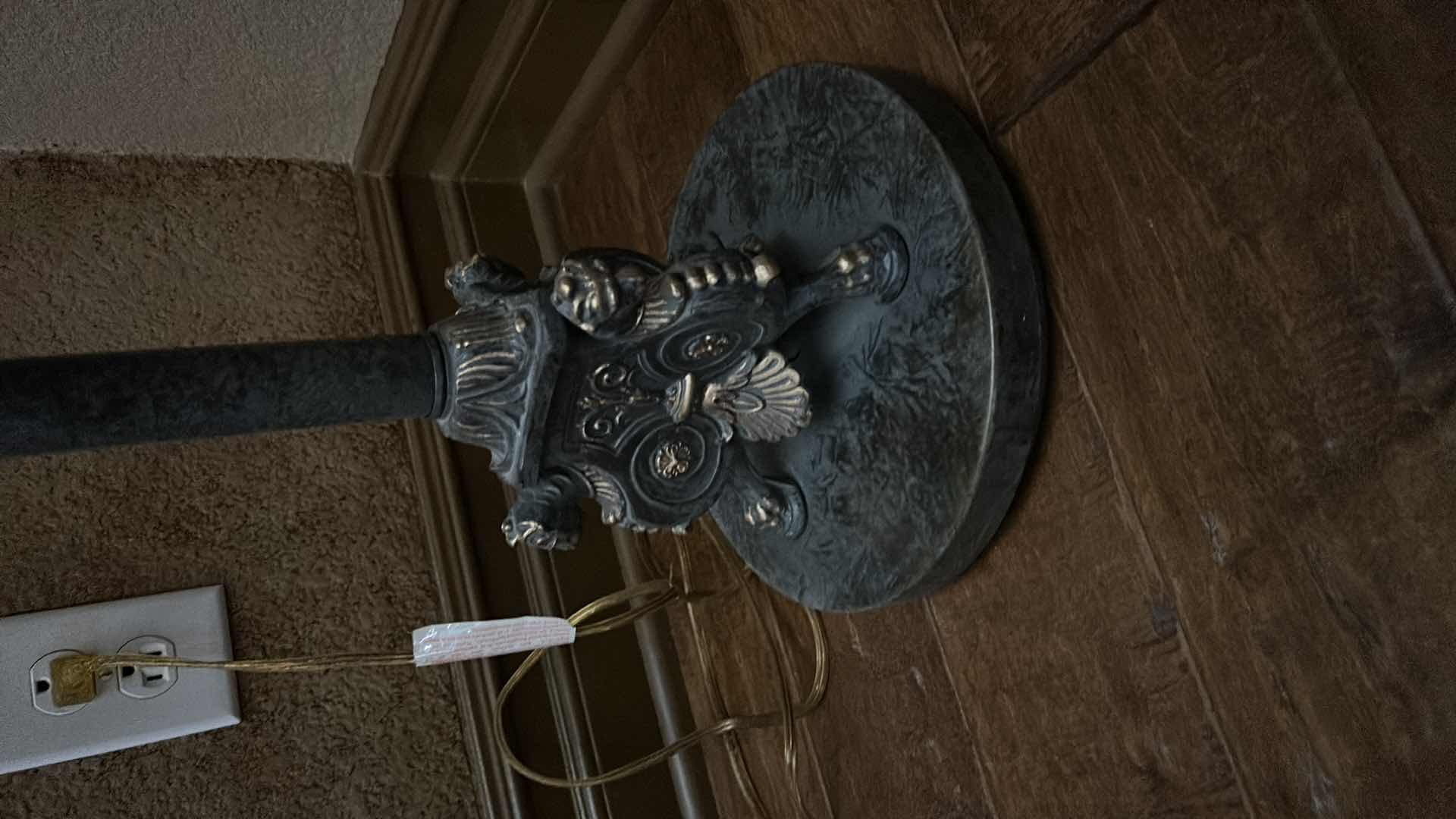 Photo 1 of AGED METAL FLOOR LAMP WITH NARROW FABRIC SHADE H70"