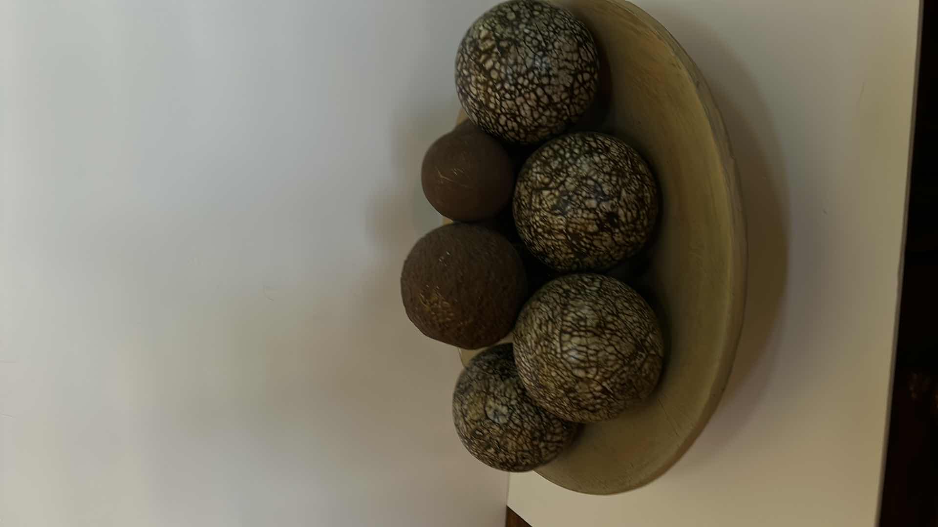 Photo 1 of DECORATIVE FOOTED BOWL WITH LARGE DECORATED ORBS 17" 