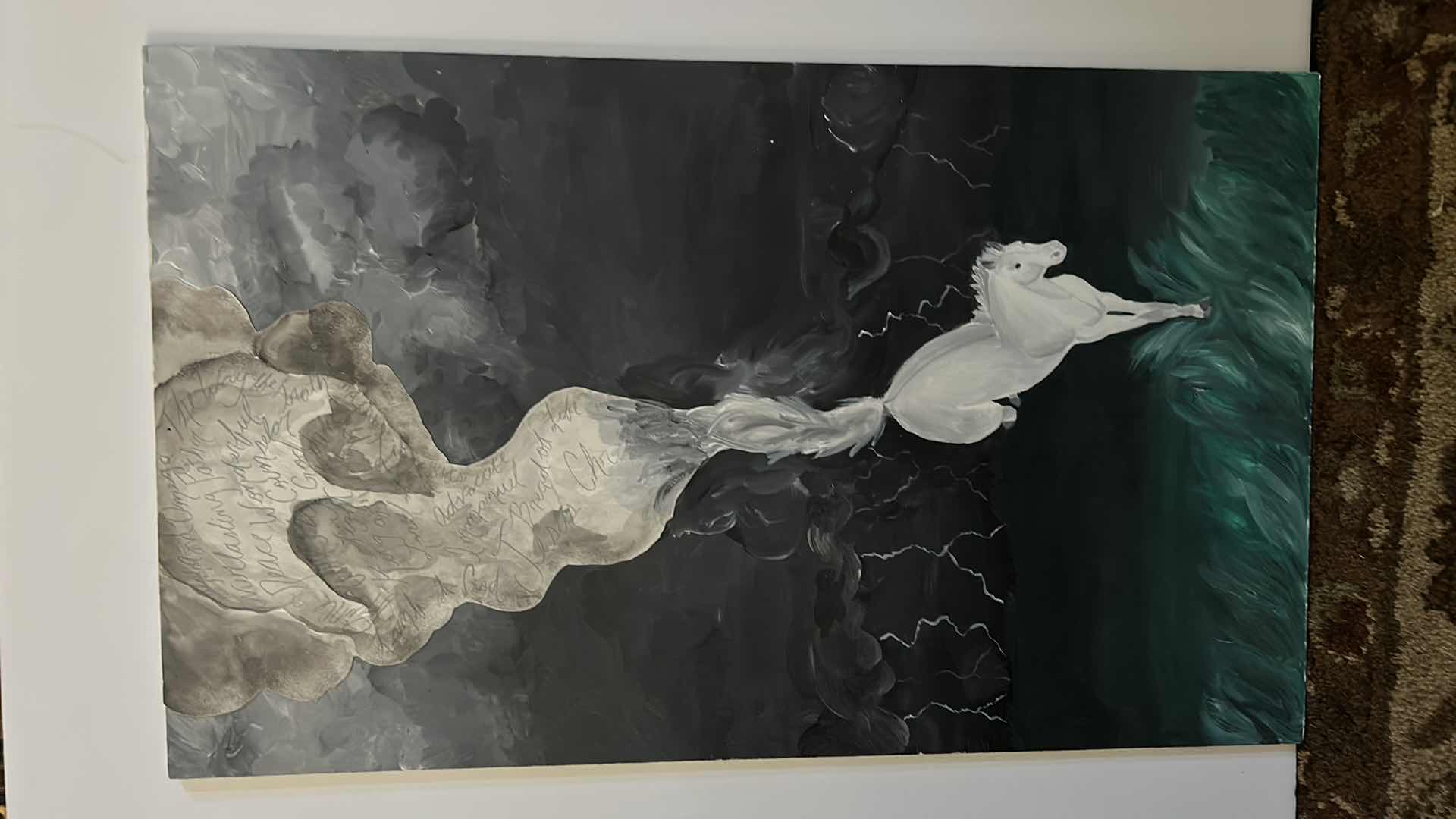 Photo 1 of 2 - ORIGINAL PAINT ON CANVAS UNFRAMED ARTWORK. LARGEST  17” x H28 1/2”.