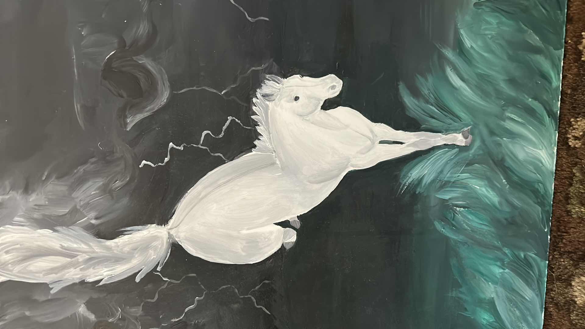 Photo 1 of 2 - ORIGINAL PAINT ON CANVAS UNFRAMED ARTWORK. LARGEST  17” x H28 1/2”.