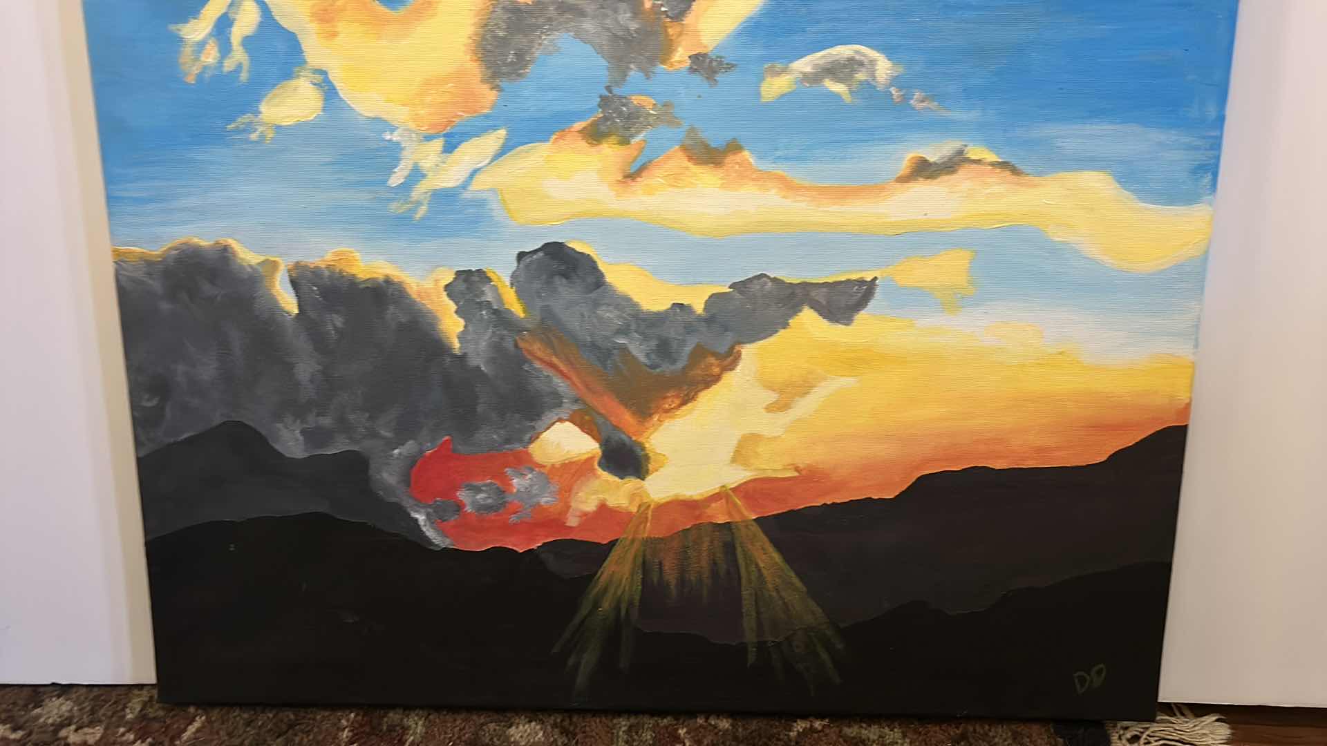 Photo 1 of 2 - ORIGINAL PAINT ON CANVAS UNFRAMED ARTWORK. LARGEST  17” x H28 1/2”.