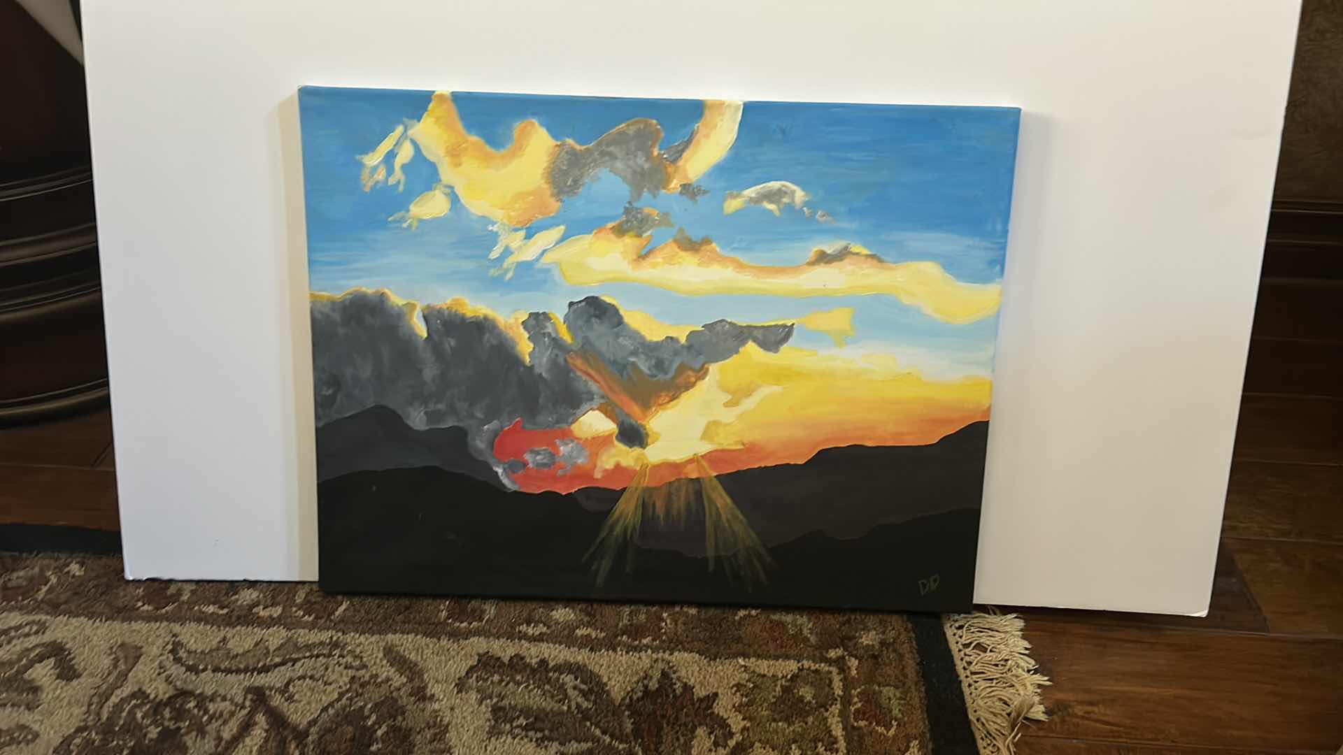 Photo 1 of 2 - ORIGINAL PAINT ON CANVAS UNFRAMED ARTWORK. LARGEST  17” x H28 1/2”.