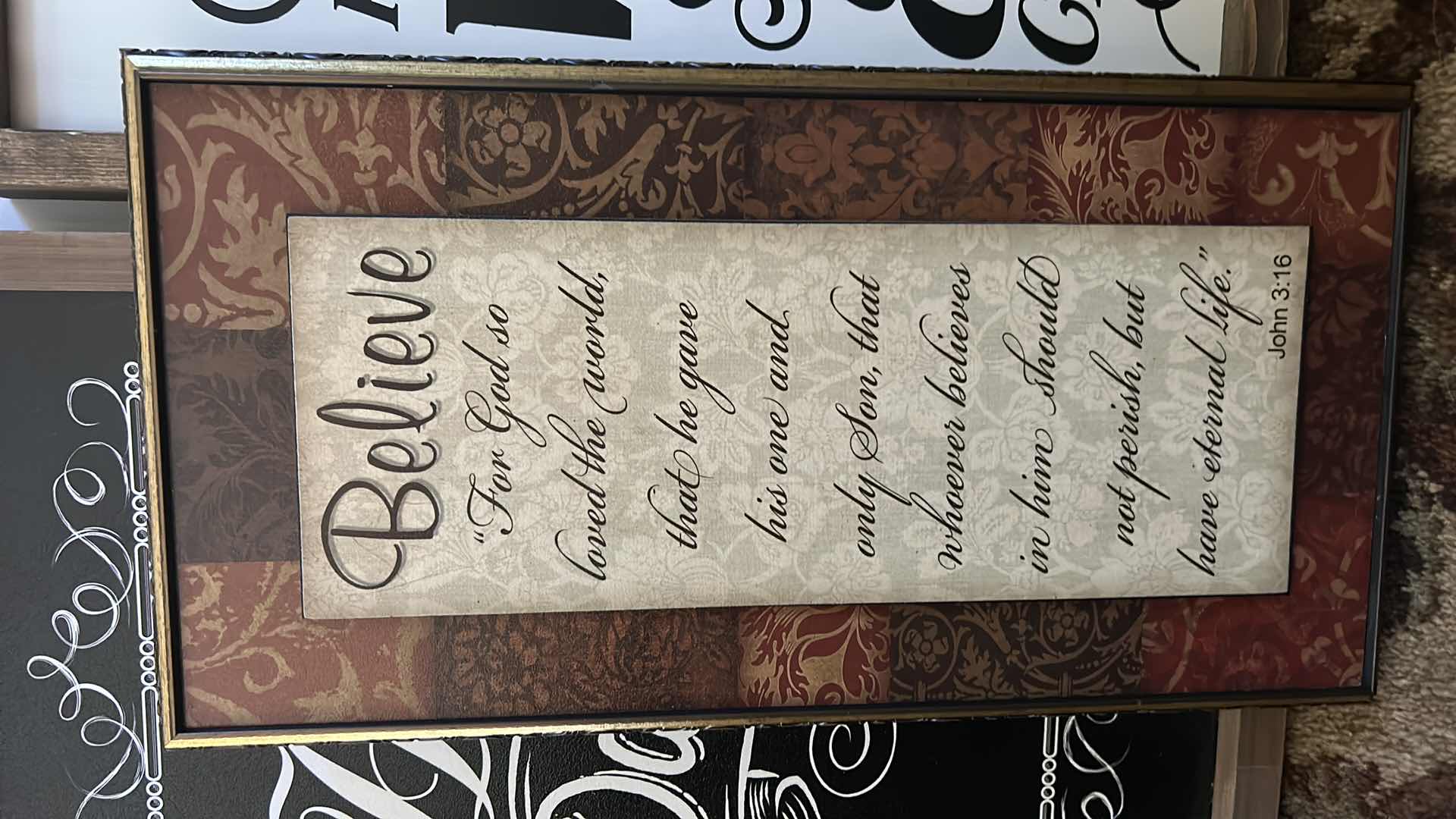 Photo 3 of HOME DECOR 4- ASSORTED FRAMED WALL DECOR ARTWORK (LARGEST 12” x H20”)