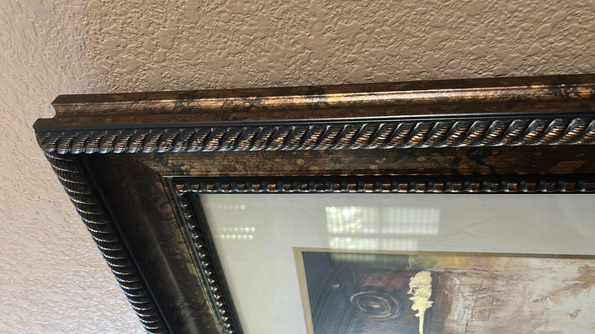 Photo 1 of ABSTRACT GOLD EMBELLISHED FRAMED ARTWORK 32” x 32”