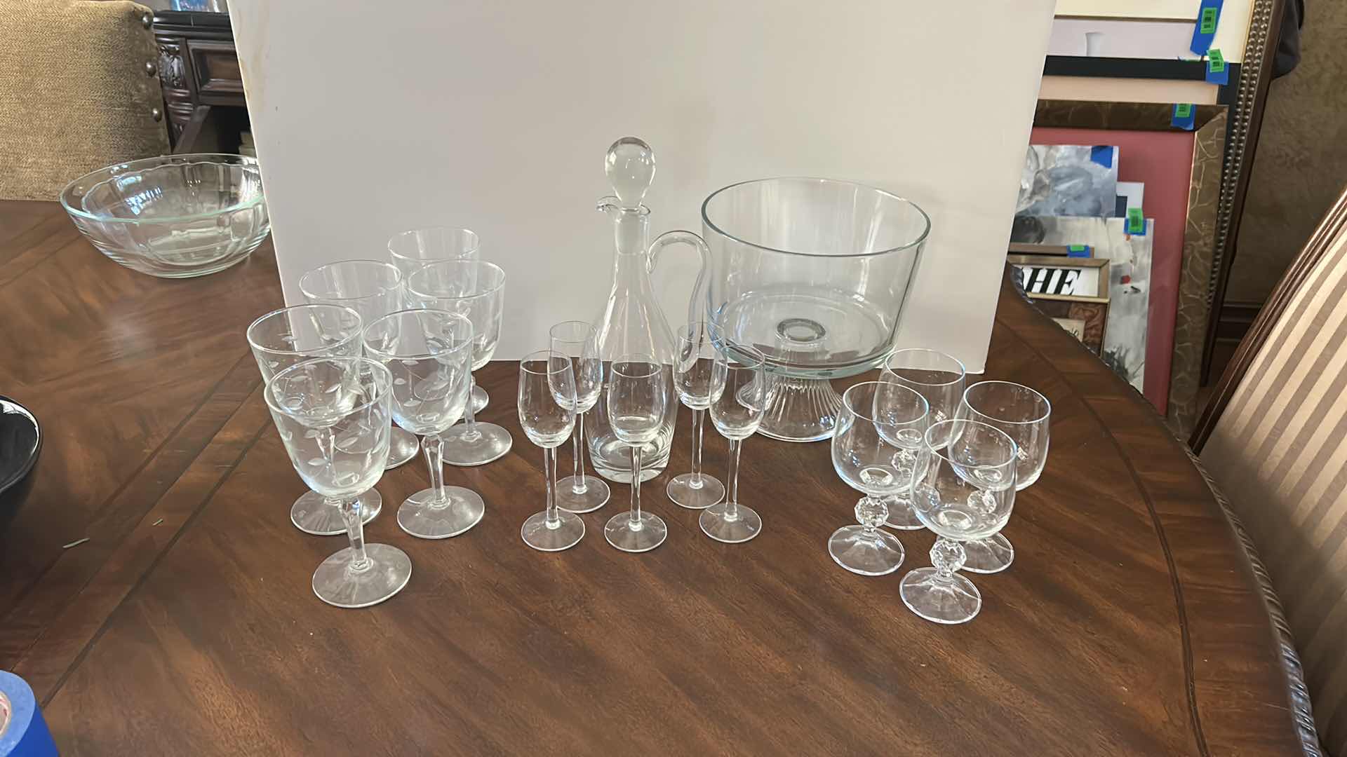 Photo 1 of CRYSTAL ASSORTMENT - STEMWARE, DECANTER AND COMPOTE / DESSERT BOWL 