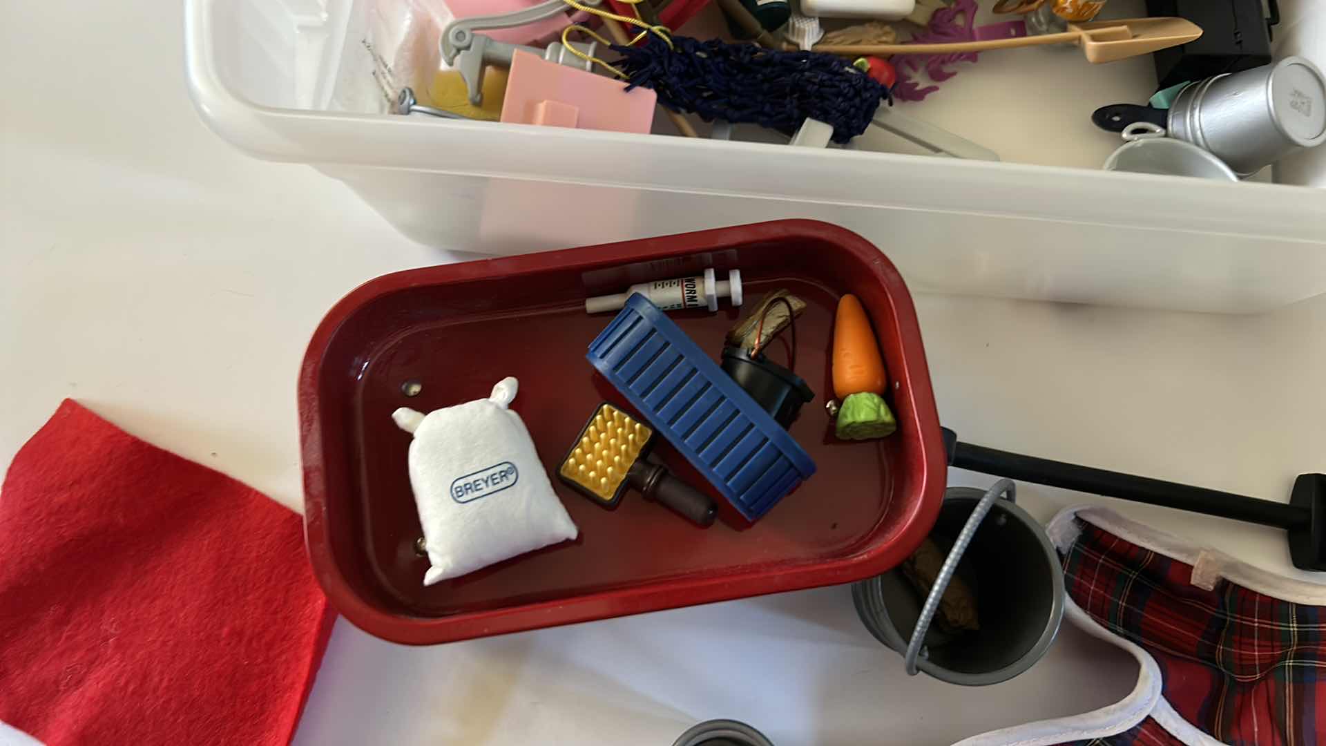 Photo 1 of CHILDRENS TOYS - TOTE FULL OF HORSE AND FARM ACCESSORIES 