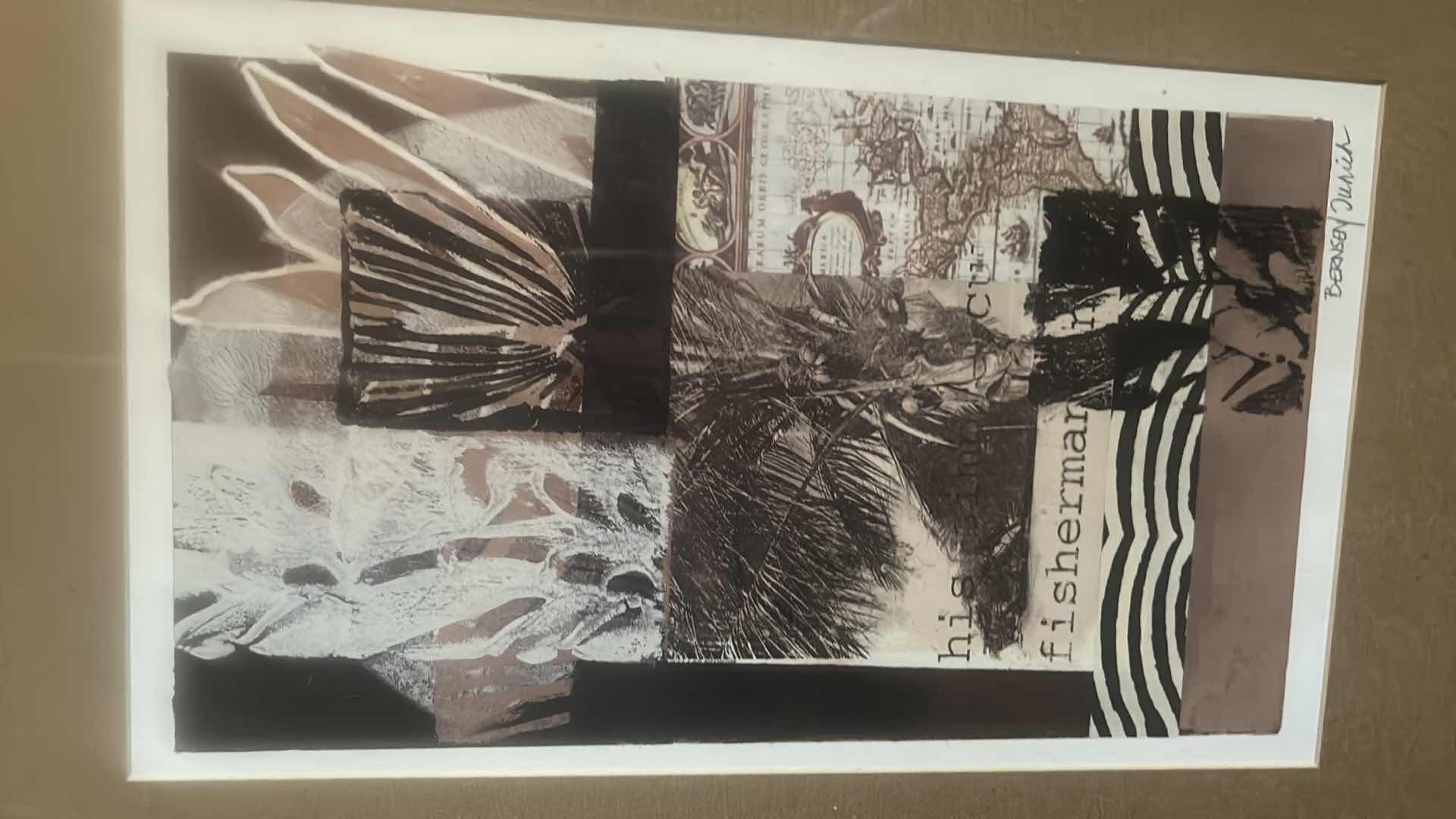 Photo 5 of 2 - SIGNED “FISHERMAN” “KEY WEST” ARTWORK FRAMED 16” x 25”