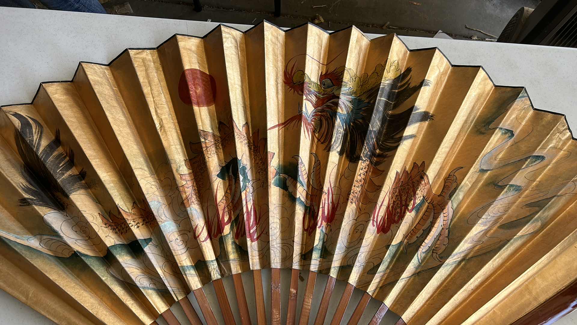 Photo 1 of 2 LARGE HAND-PAINTED FANS 5’ x 3’