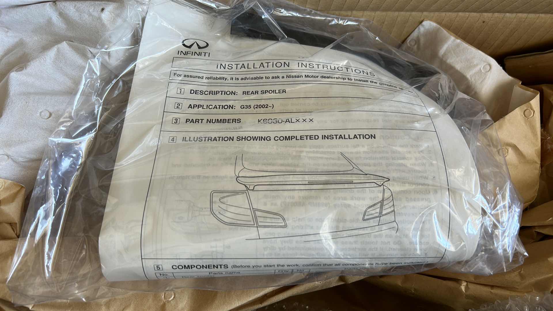 Photo 1 of BRAND NEW REAR SPOILER FOR INFINITY G 35