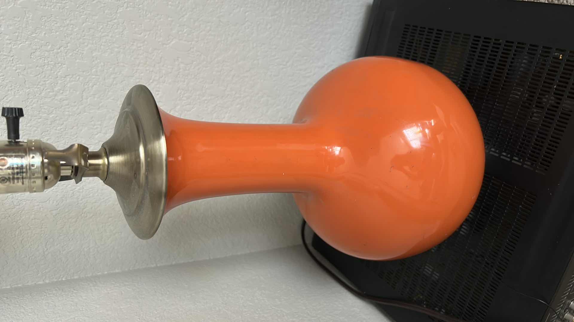 Photo 1 of PORCELAIN ORANGE LAMP W NO SHADE 17 inches high