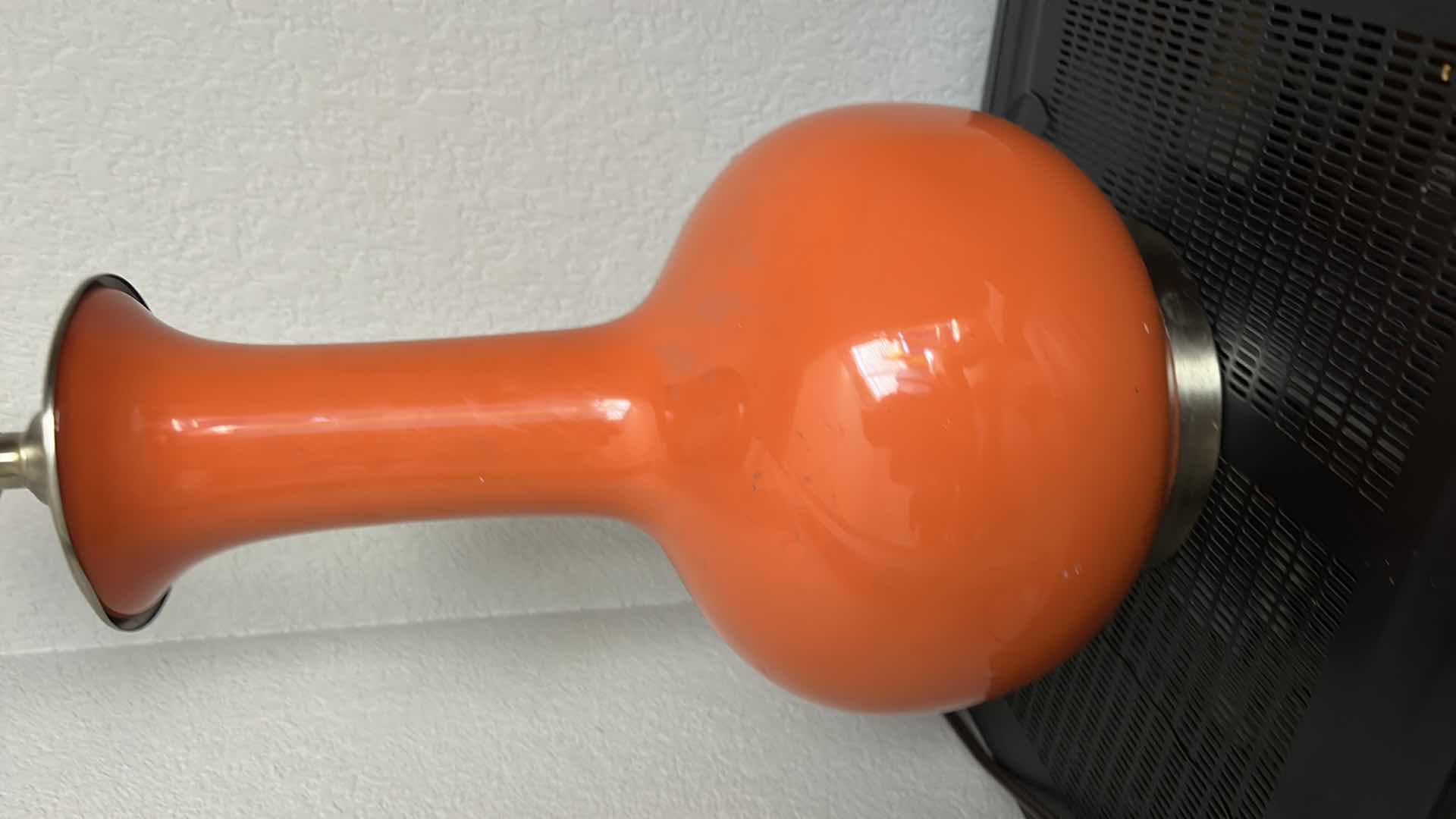 Photo 1 of PORCELAIN ORANGE LAMP W NO SHADE 17 inches high