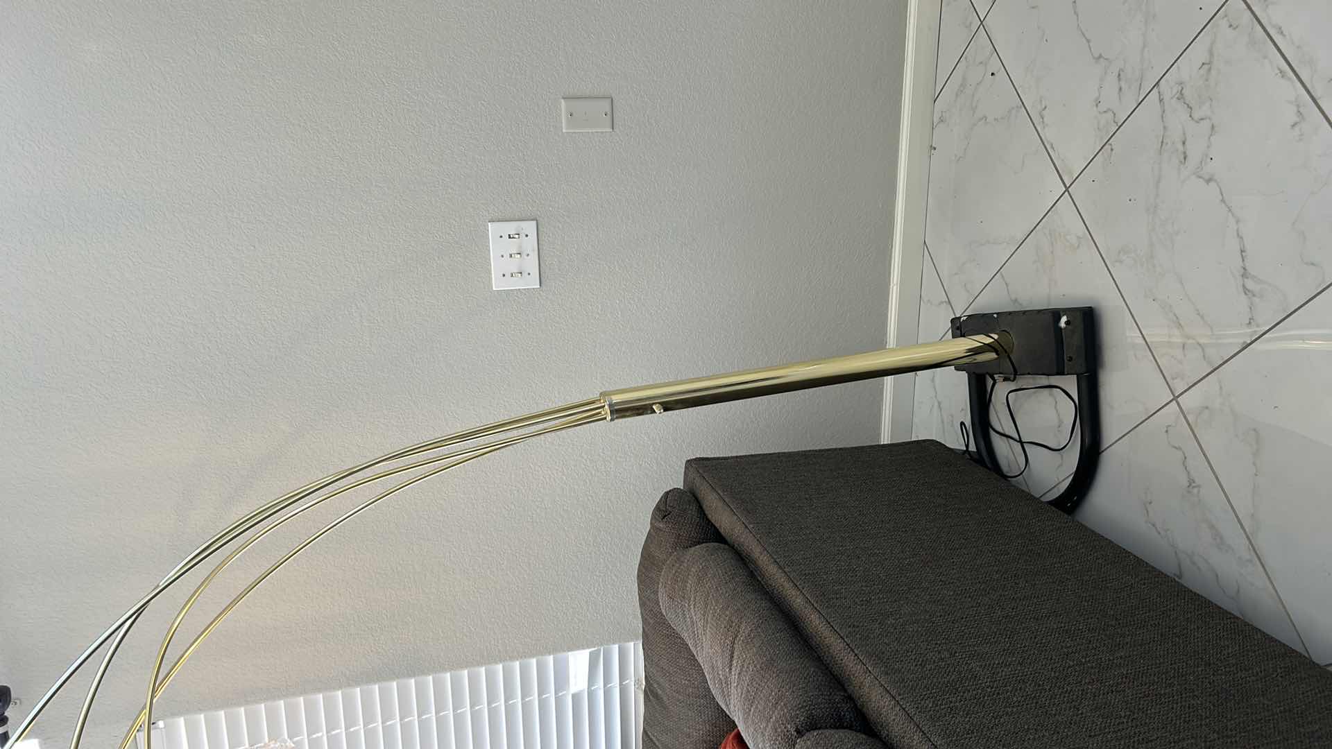 Photo 1 of 7’ BRASS, CRYSTAL AND GLASS MULTI BULB FLOOR LAMP