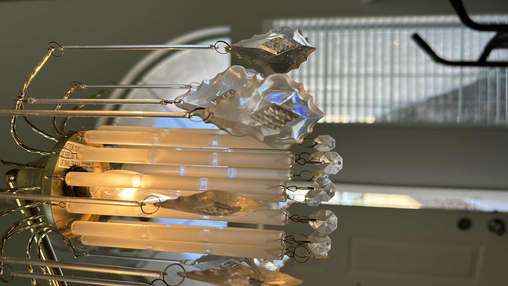 Photo 1 of 7’ BRASS, CRYSTAL AND GLASS MULTI BULB FLOOR LAMP