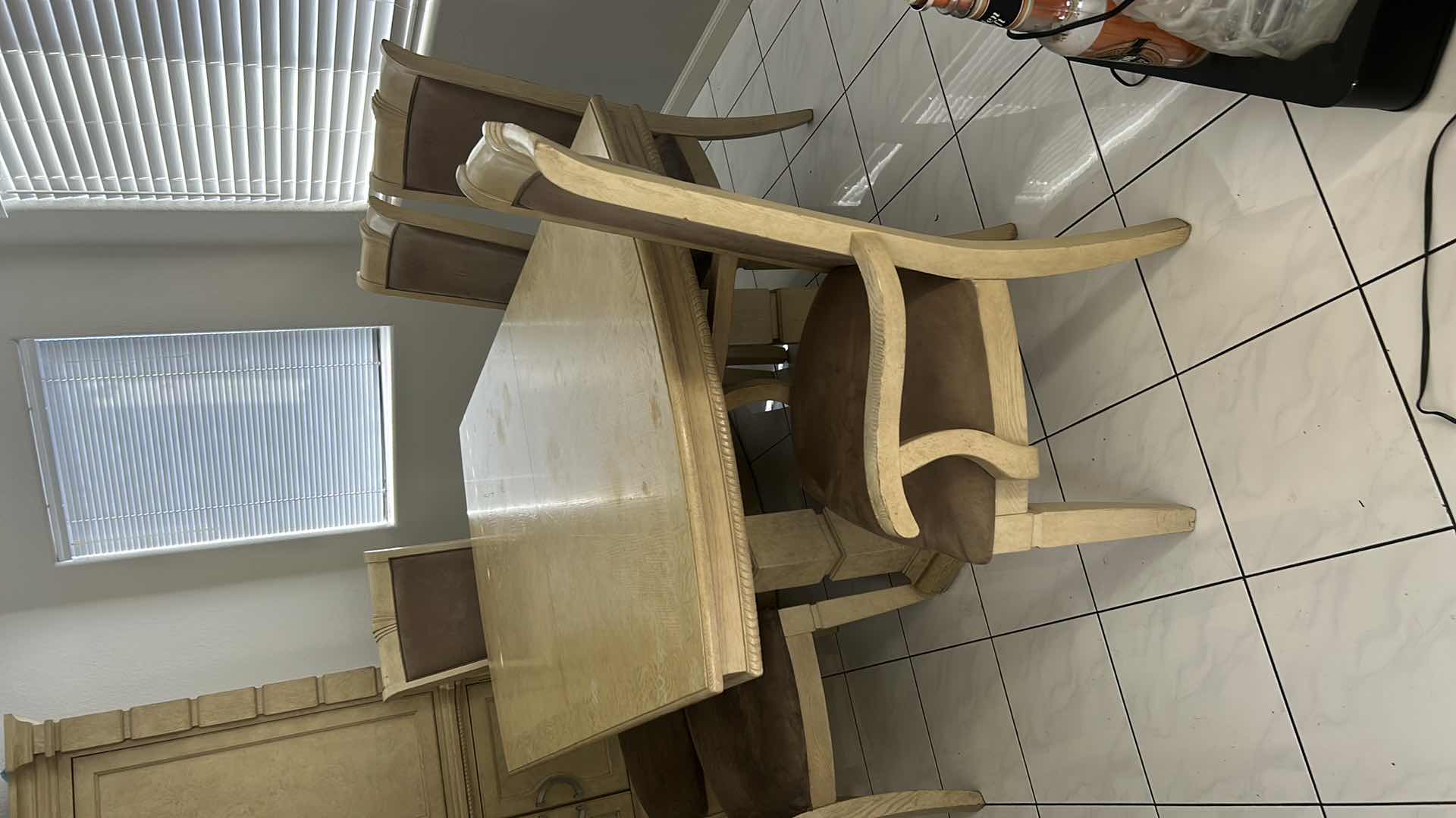 Photo 1 of HONEY BLOND DINING ROOM TABLE AND 6 CHAIRS 76” x 44”