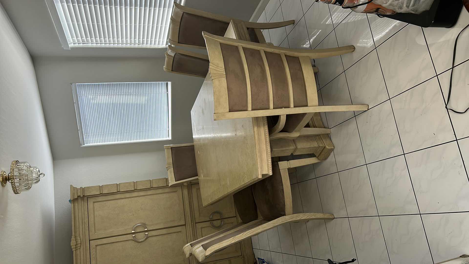 Photo 1 of HONEY BLOND DINING ROOM TABLE AND 6 CHAIRS 76” x 44”