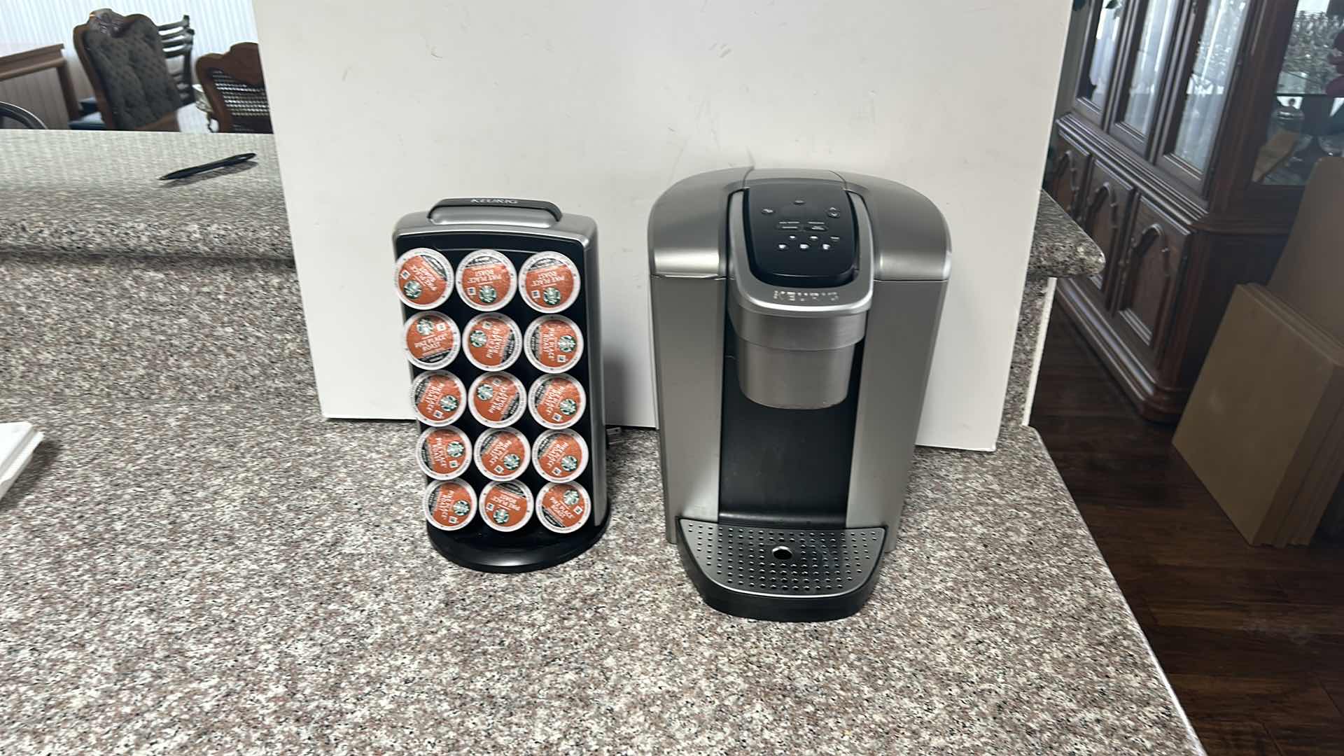 Photo 1 of KEURIG COFFEE MAKER AND POD HOLDER WITH PIKES ROAST PODS