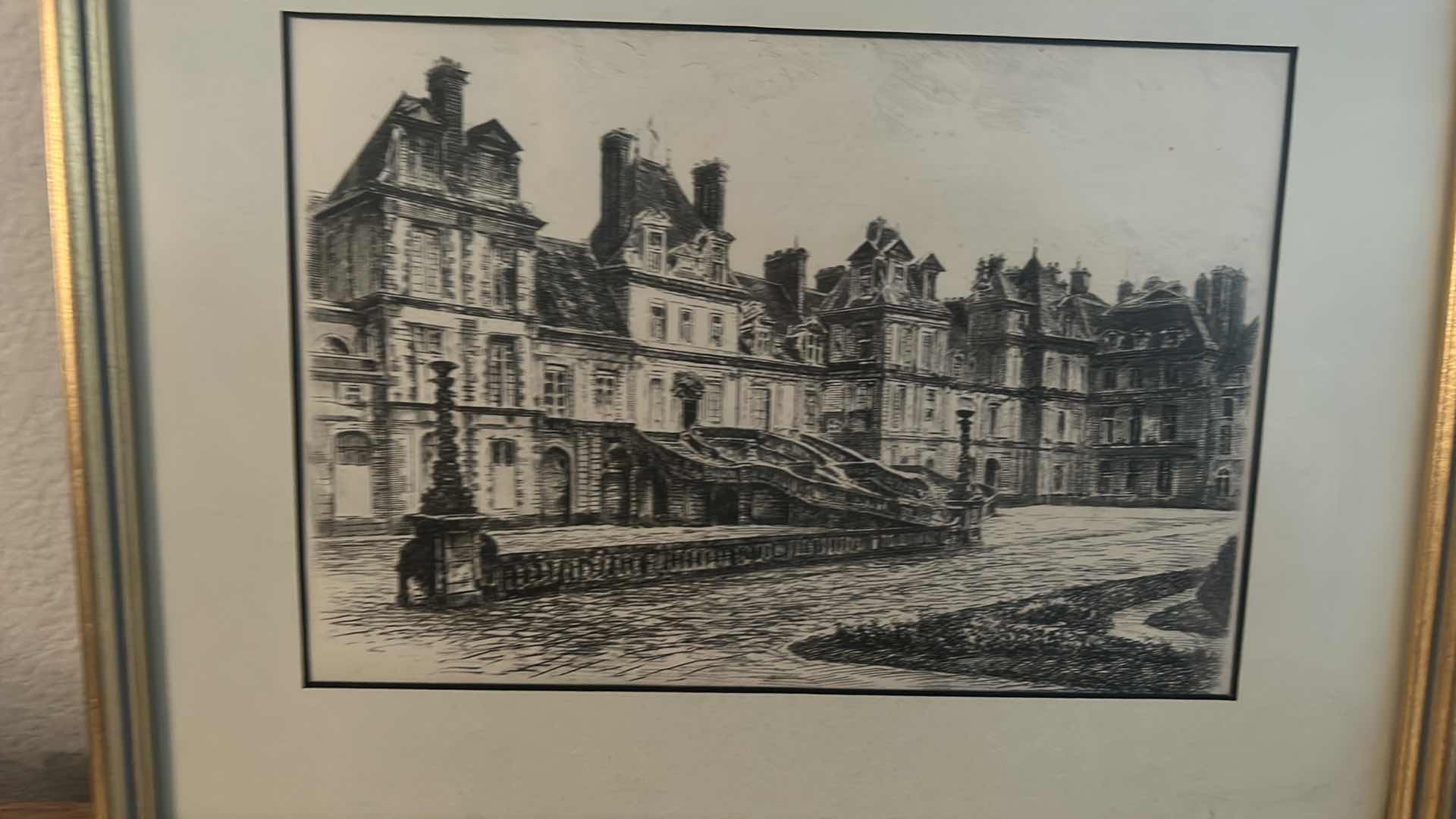 Photo 8 of 3 PC VINTAGE ART COLLECTION SIGNED DATED 1941 PEN AND INK GOLD FRAMED (LARGEST 14 1/4” x 17 1/2”)