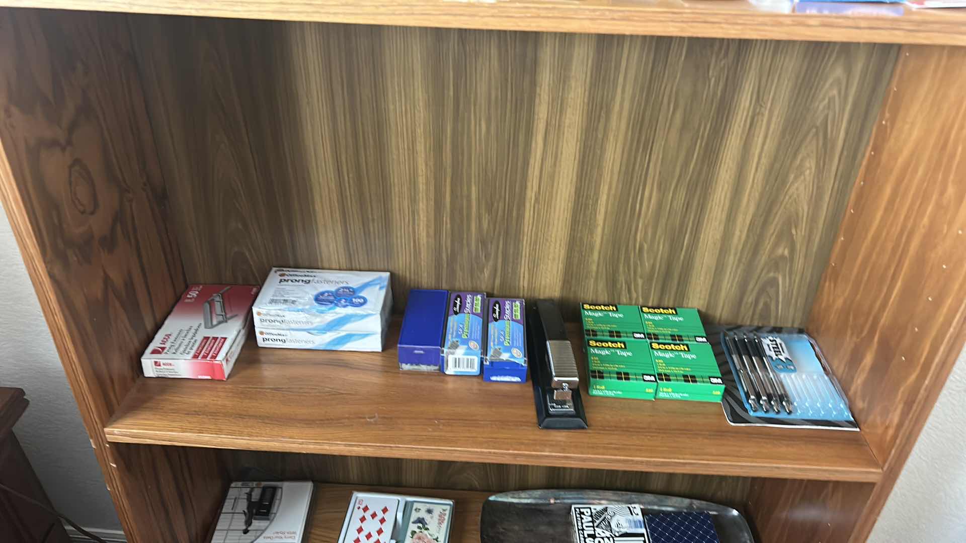 Photo 1 of BOOKSHELVES WITH OFFICE SUPPLIES 30” x 9 1/4” x 70”