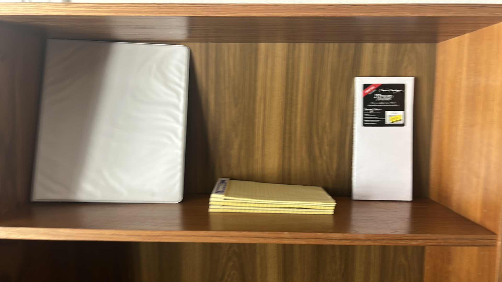 Photo 1 of BOOKSHELVES WITH OFFICE SUPPLIES 30” x 9 1/4” x 70”