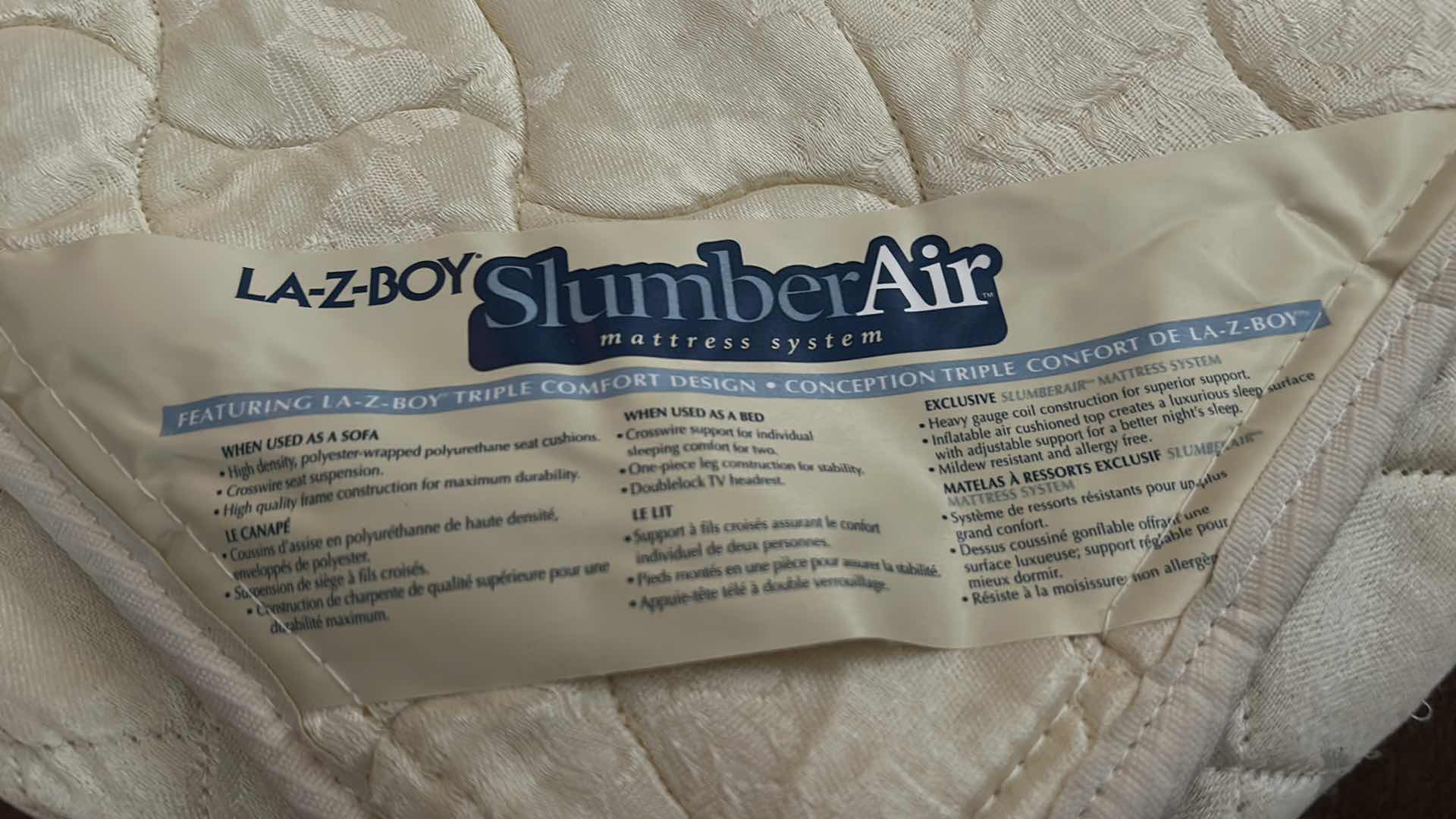 Photo 1 of 7 FT LAZY BOY SOFA SLEEPER WITH NEW AIR MATTRESS AND PUMP MATTRESS 63” x 75” approx