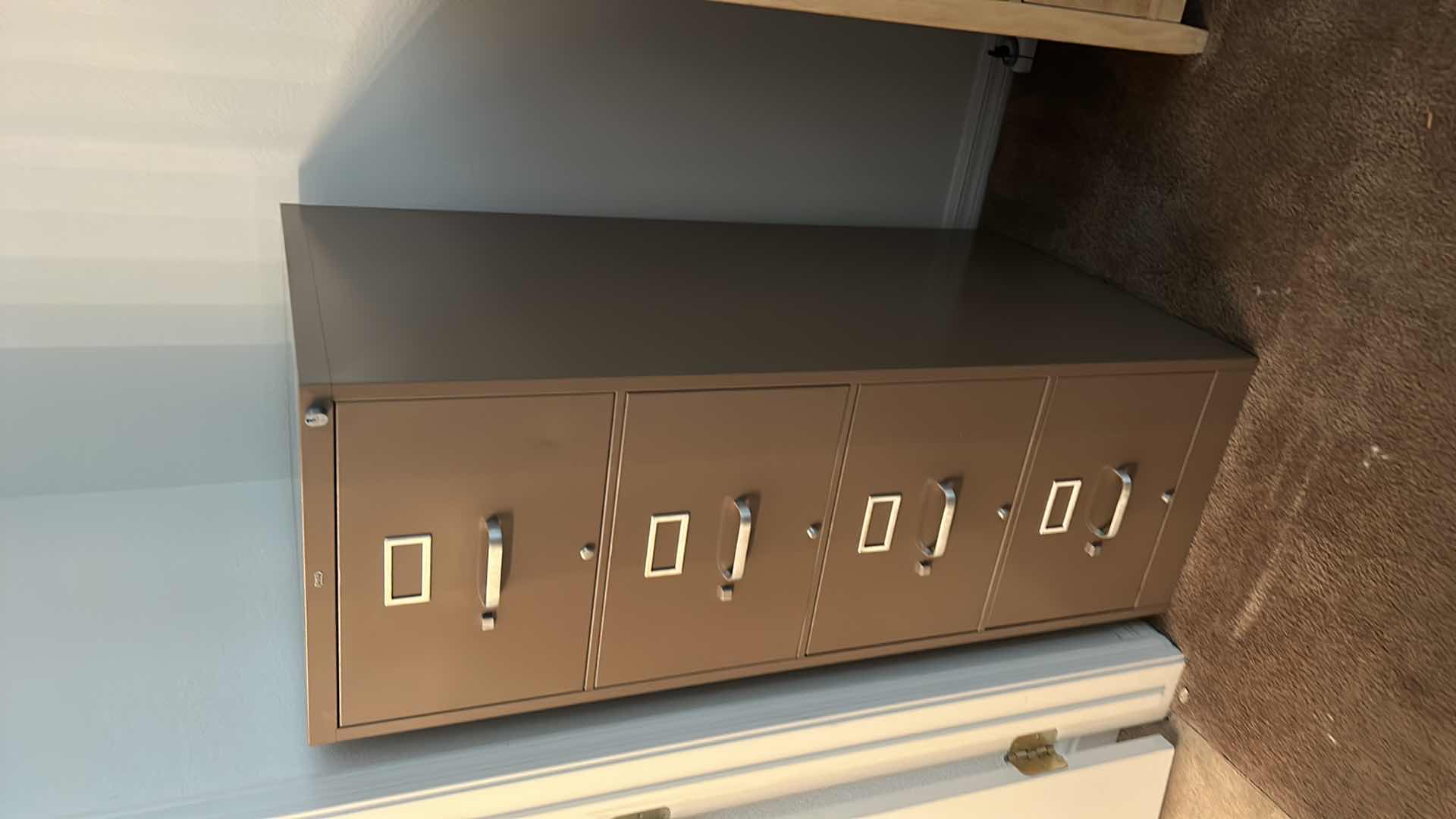 View 6 of 4 DRAWER METAL FILE CABINET W FILE FOLDERS 18 x 27 x 52 w KEY