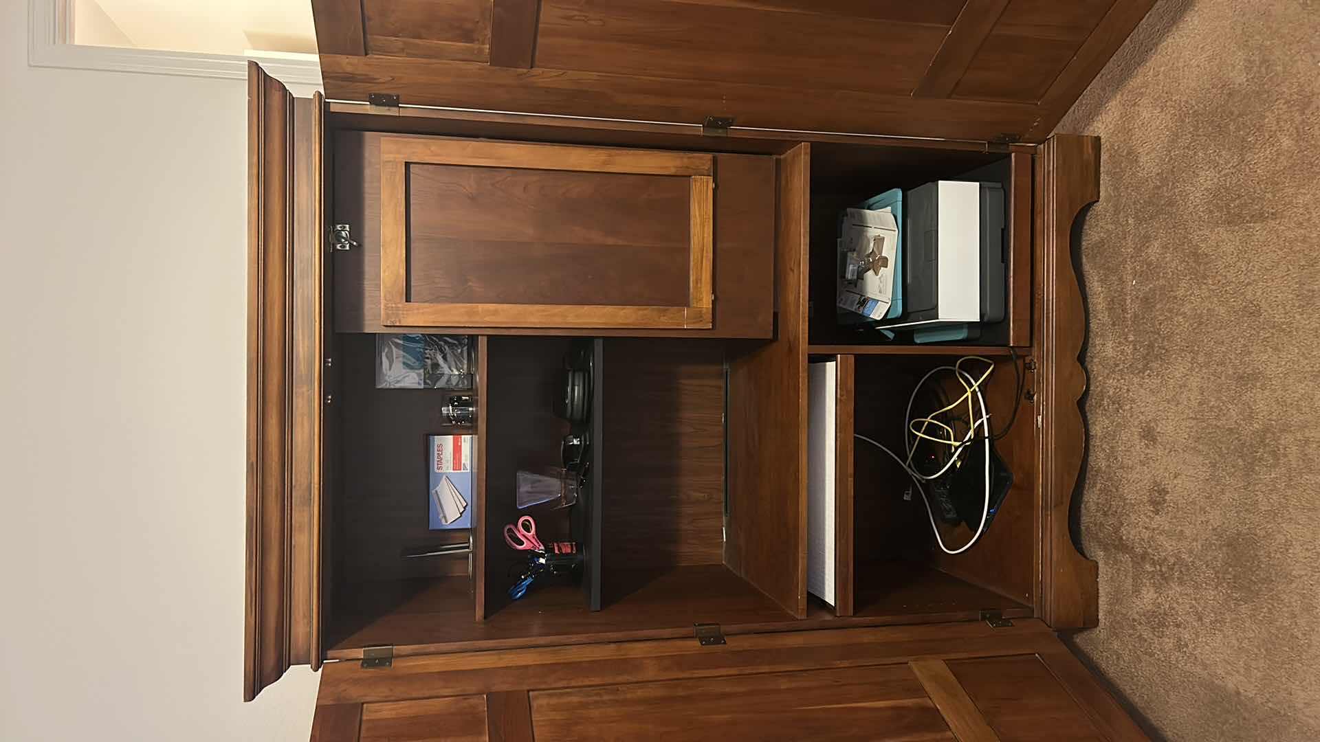 Photo 1 of ARMOIRE WORKSTATION, FOLD OUT DESK  AND PULLOUTS W CONTENTS 44“ x 25 1/2“ H74"