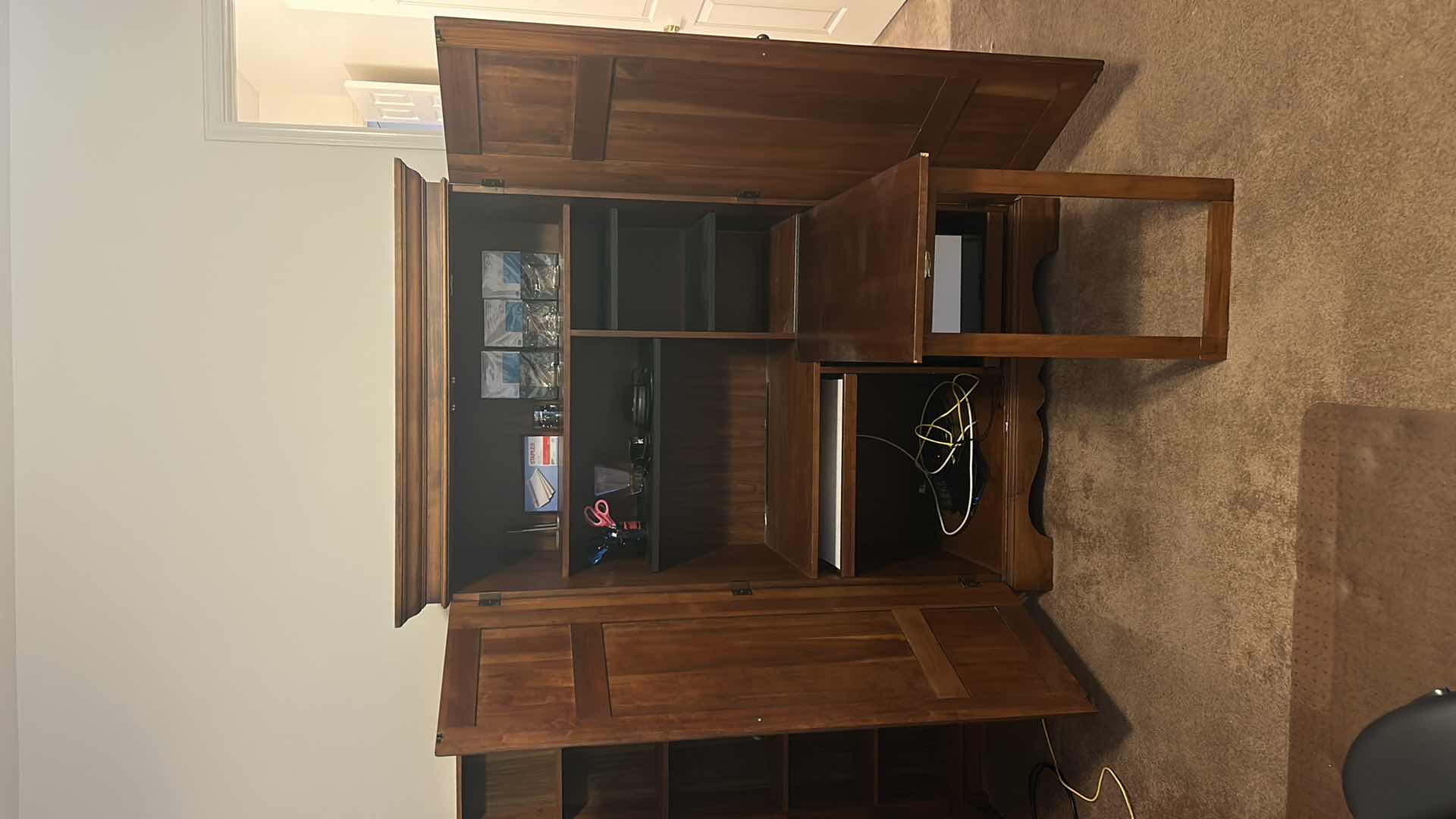 Photo 1 of ARMOIRE WORKSTATION, FOLD OUT DESK  AND PULLOUTS W CONTENTS 44“ x 25 1/2“ H74"