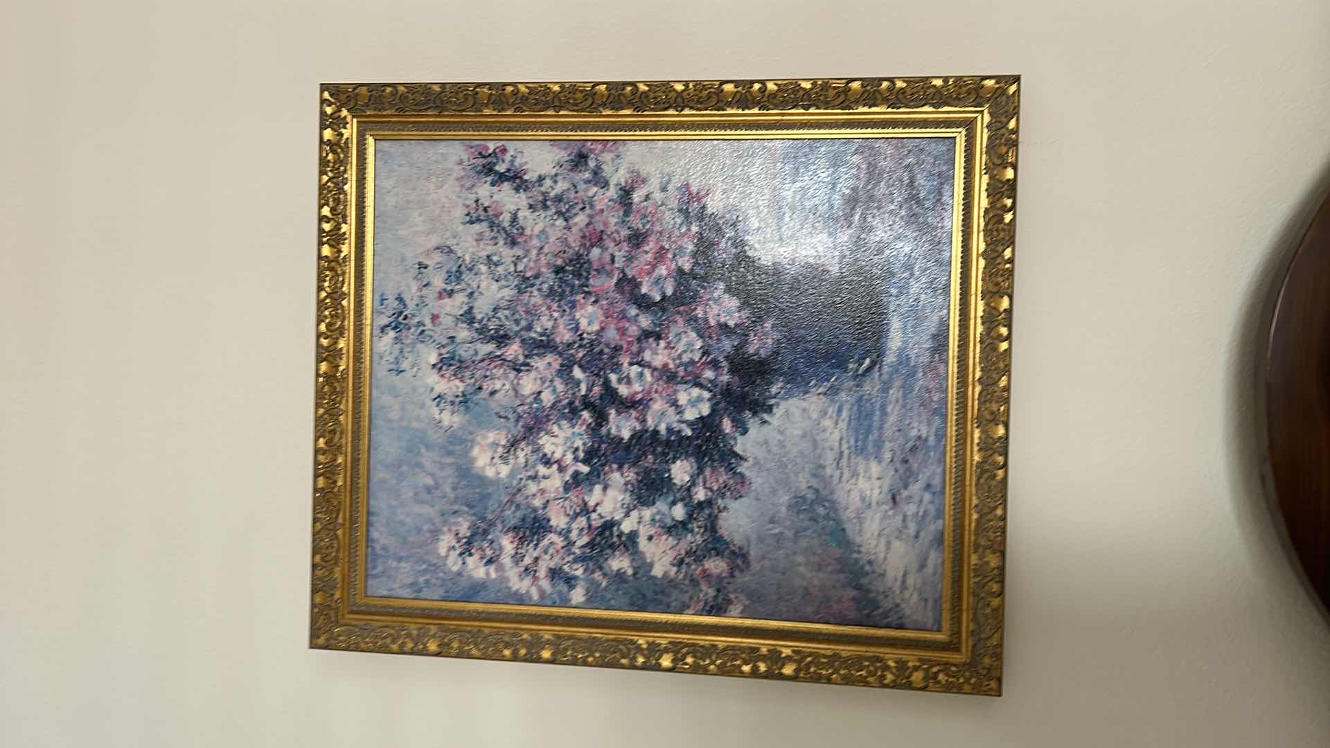 Photo 13 of OIL ON CANVAS 1882 SIGNED CLAUDE MONET ARTWORK ORNATE GOLD FRAMED VASE OF FLOWERS (“WILD MALLOW”) 
29” x 34.5”