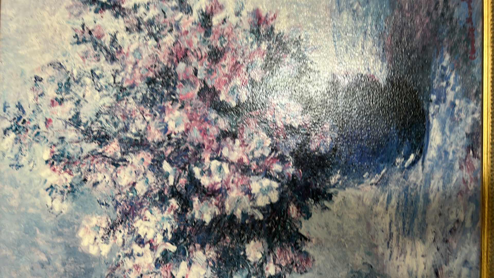 Photo 3 of OIL ON CANVAS 1882 SIGNED CLAUDE MONET ARTWORK ORNATE GOLD FRAMED VASE OF FLOWERS (“WILD MALLOW”) 
29” x 34.5”