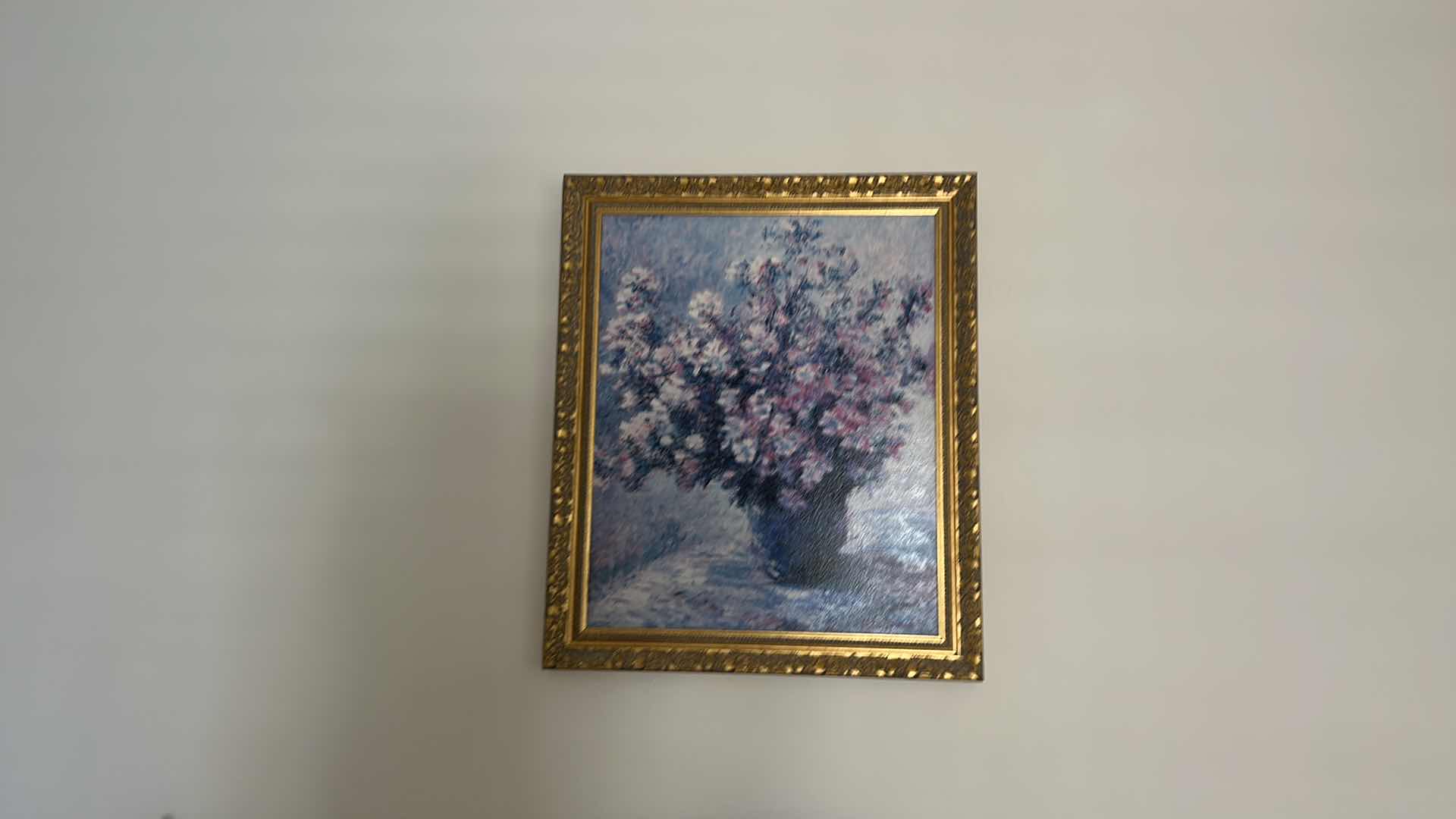 Photo 11 of OIL ON CANVAS 1882 SIGNED CLAUDE MONET ARTWORK ORNATE GOLD FRAMED VASE OF FLOWERS (“WILD MALLOW”) 
29” x 34.5”