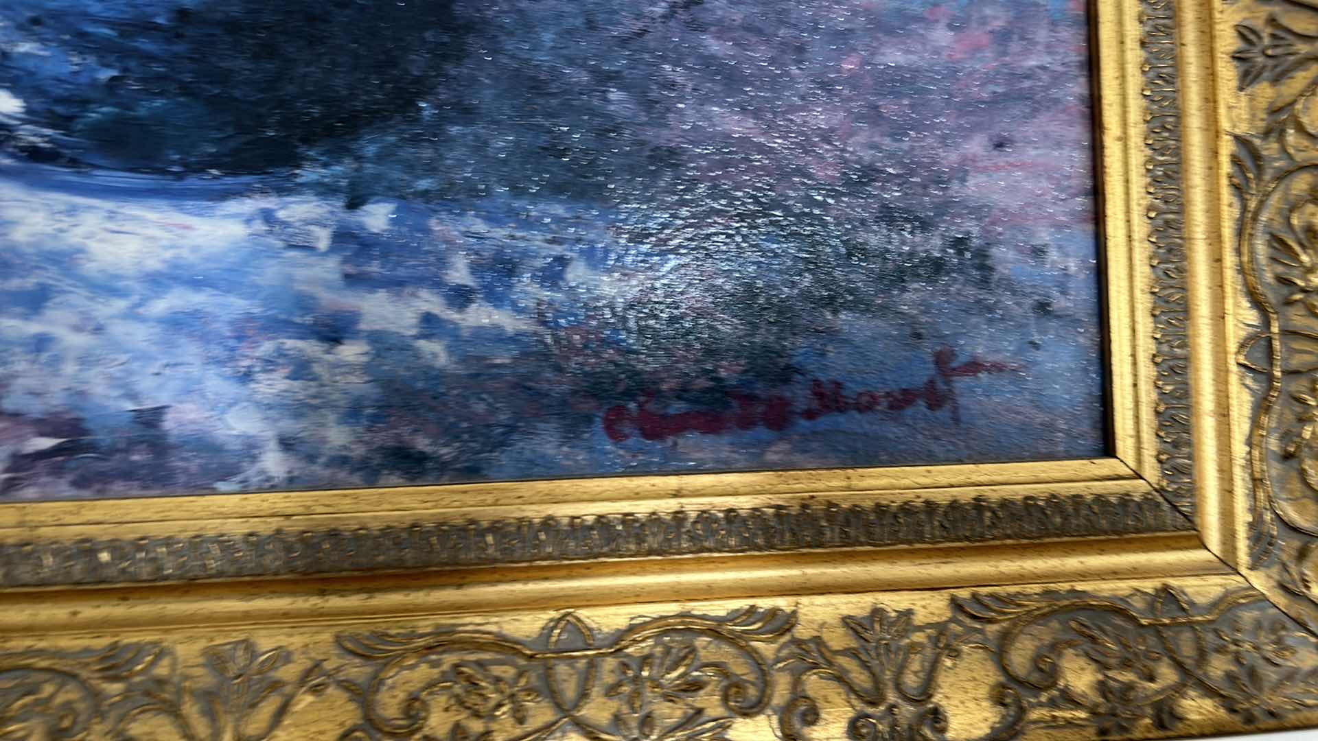 Photo 4 of OIL ON CANVAS 1882 SIGNED CLAUDE MONET ARTWORK ORNATE GOLD FRAMED VASE OF FLOWERS (“WILD MALLOW”) 
29” x 34.5”