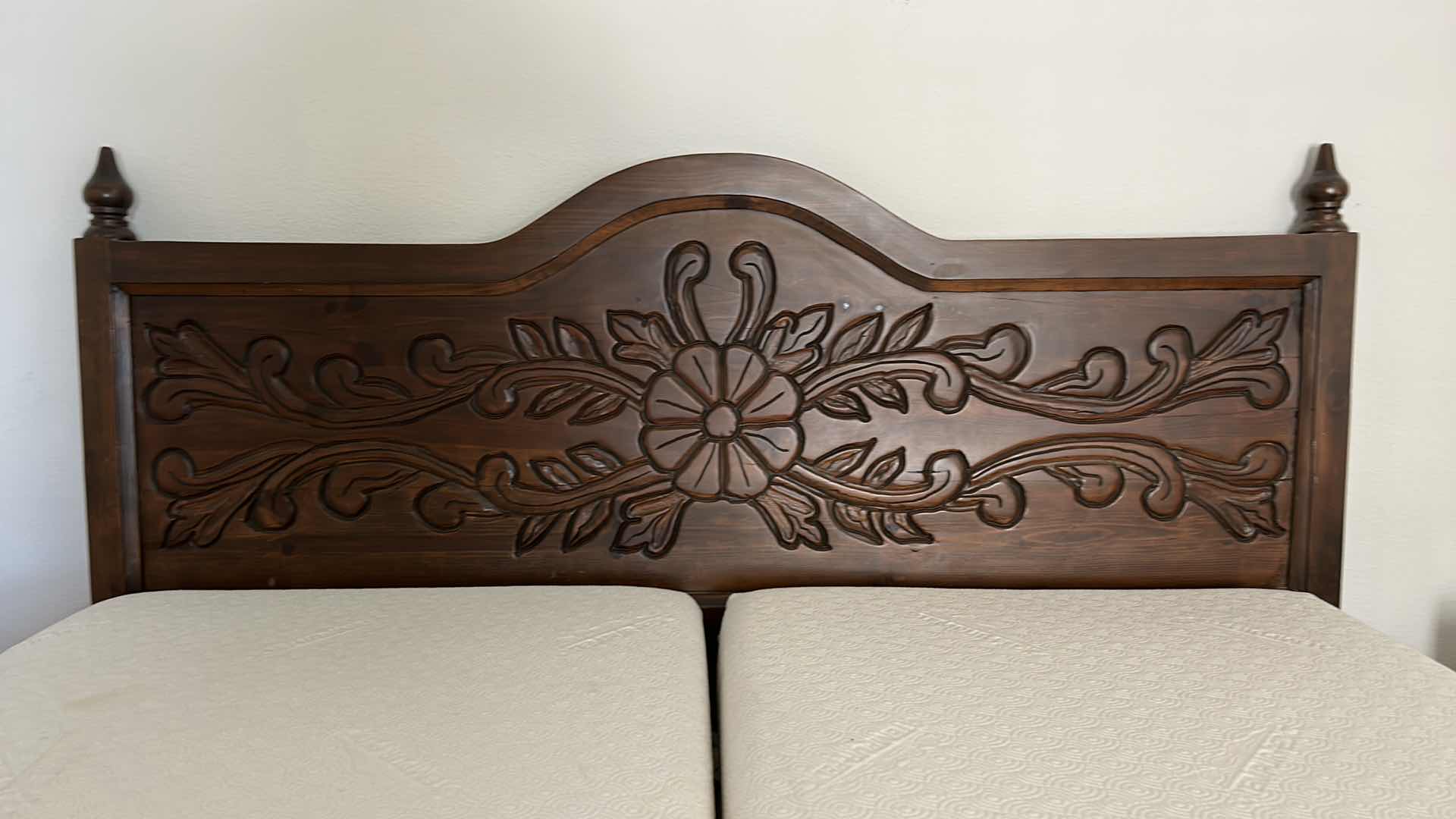 Photo 2 of CARVED DARK WOOD HEADBOARD  79” x 51”