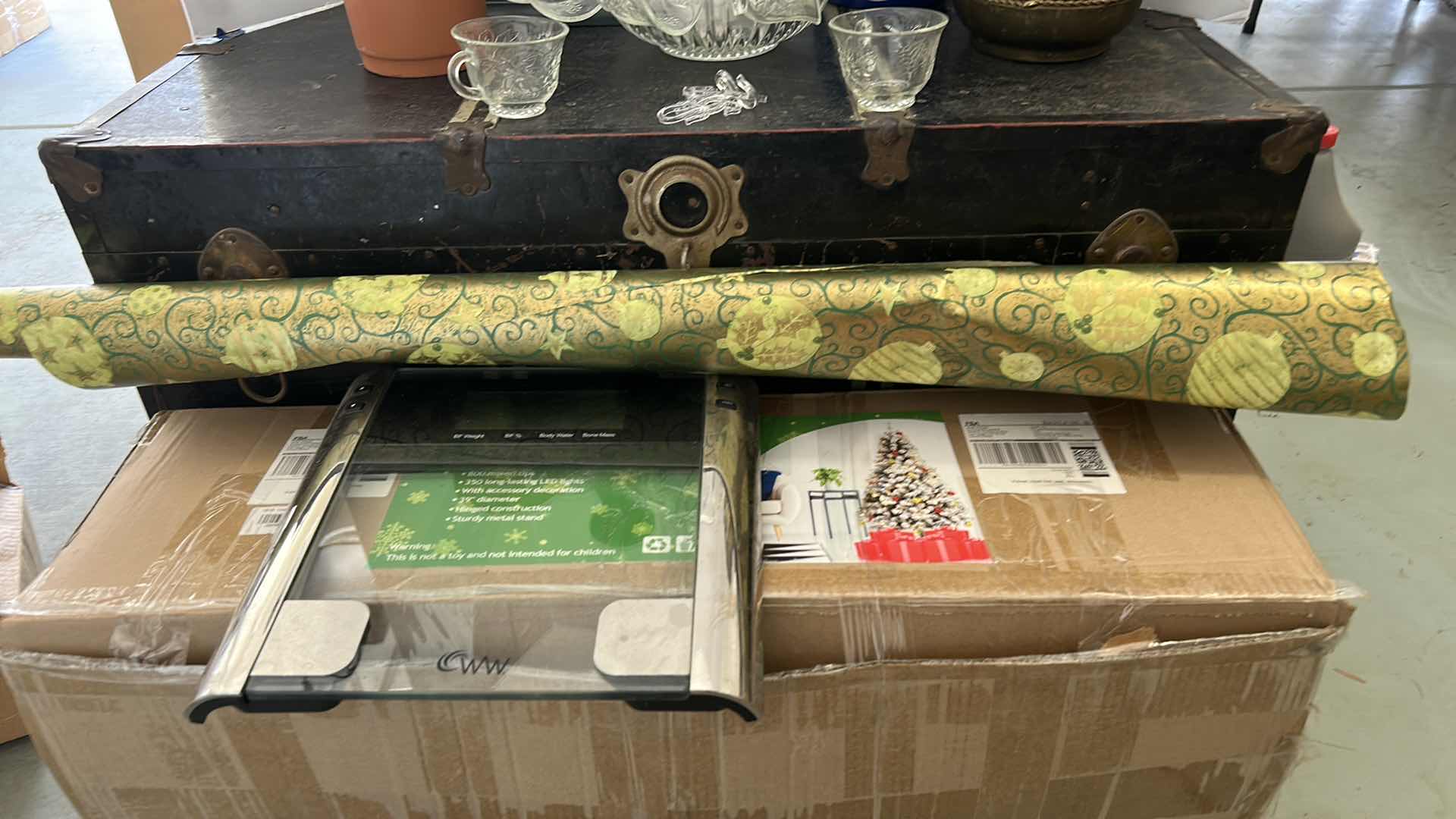 Photo 3 of MISC HOUSEHOLD ITEMS, WEIGHTS WATCHERS SCALE, PUNCH BOWL W CUPS, CHRISTMAS TREE AND MORE