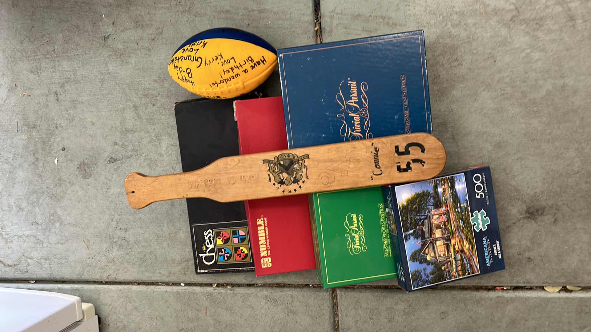 Photo 1 of GAME ASSORTMENT AND VINTAGE PADDLE