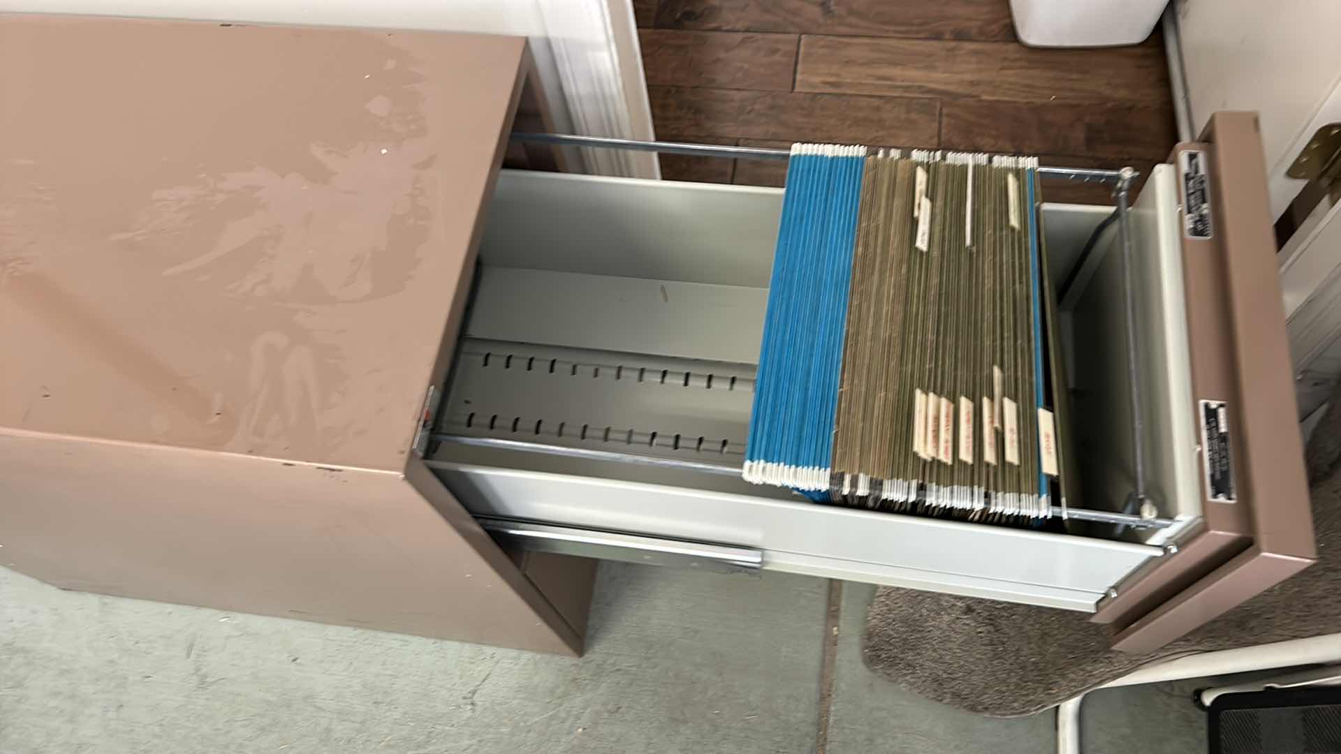 Photo 1 of SCHWAB VERY HEAVY METAL FILE CABINET W FILE FOLDERS 16 1/2” x 31” x 28”