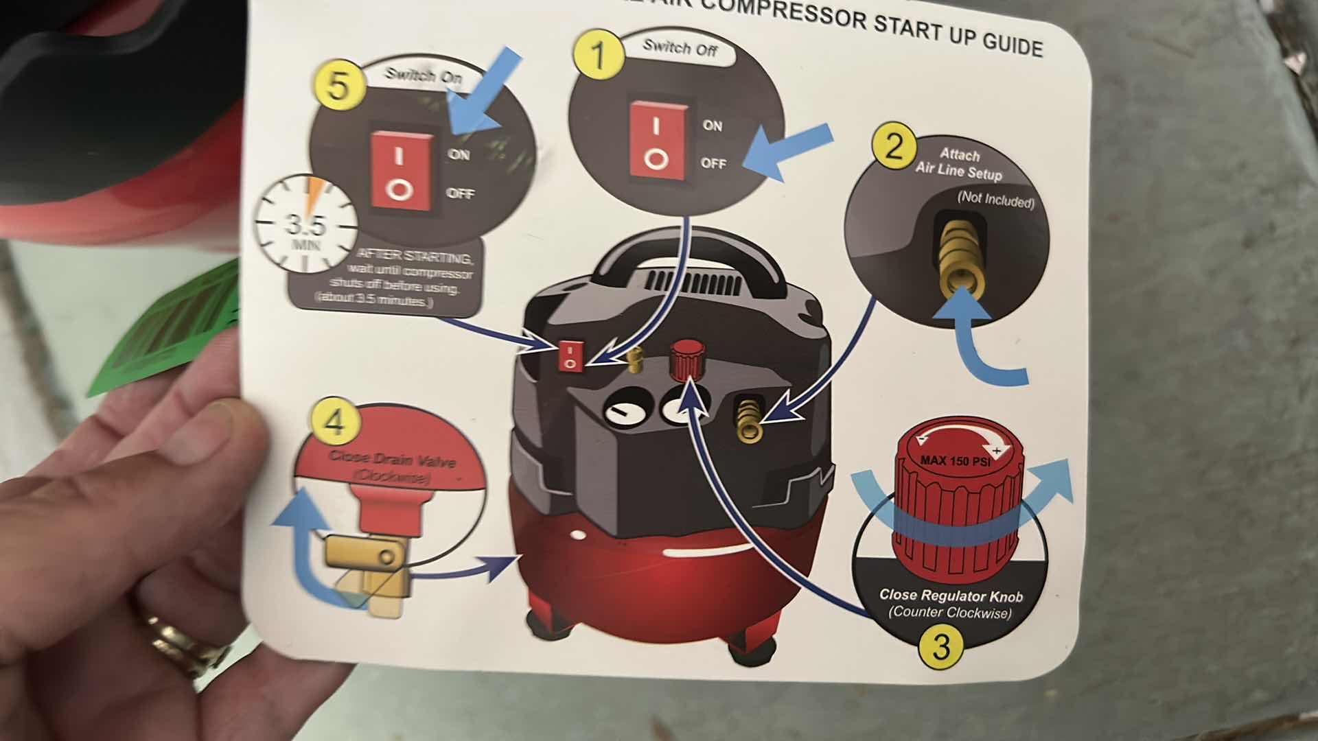 Photo 1 of CENTRAL PNEUMATIC AIR COMPRESSOR (TESTED) w NOZZLES.