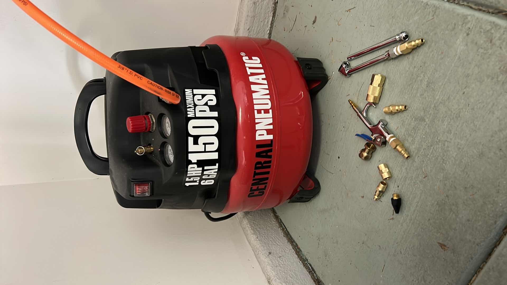 Photo 1 of CENTRAL PNEUMATIC AIR COMPRESSOR (TESTED) w NOZZLES.