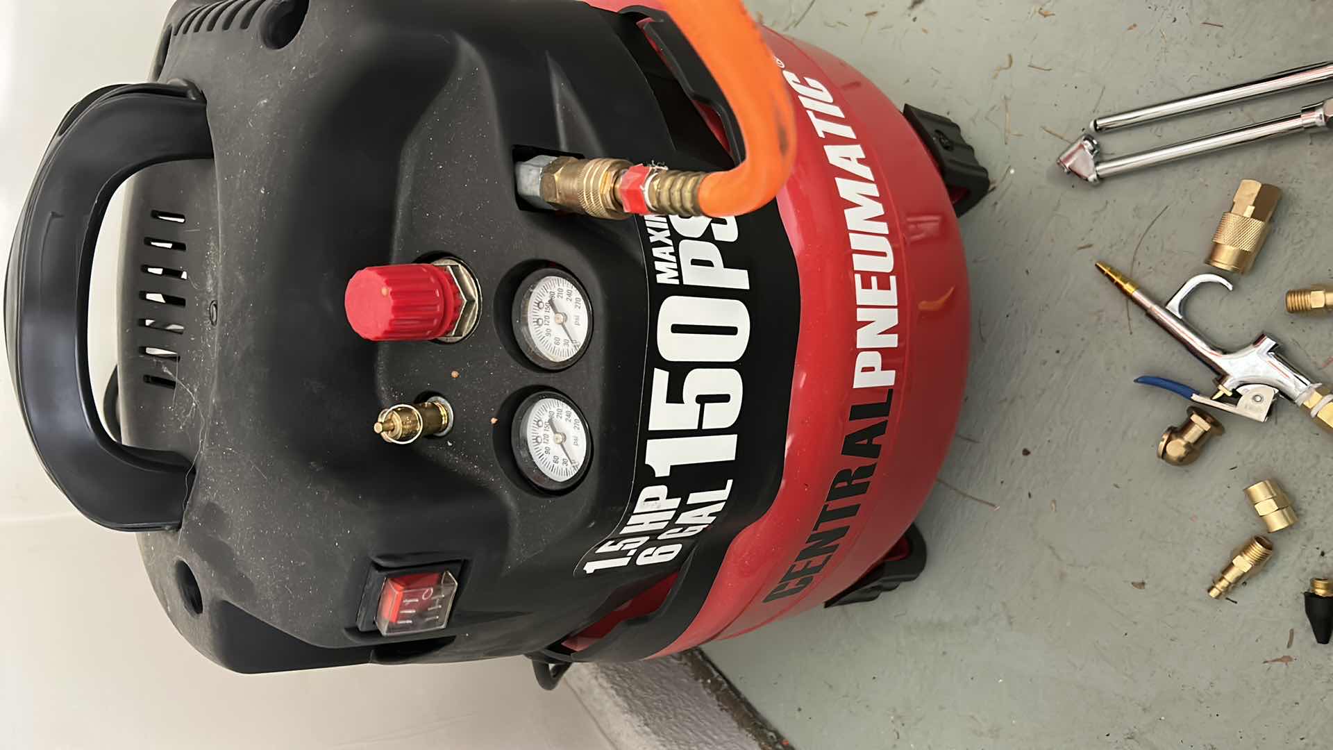 Photo 1 of CENTRAL PNEUMATIC AIR COMPRESSOR (TESTED) w NOZZLES.