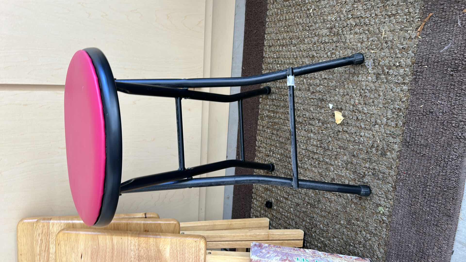 Photo 7 of 3 STANDS 1 STOOL (2’) 1 NEW GLASS CHESS SET AND SEALED MGM DECK OF CARDS (PLAYED)