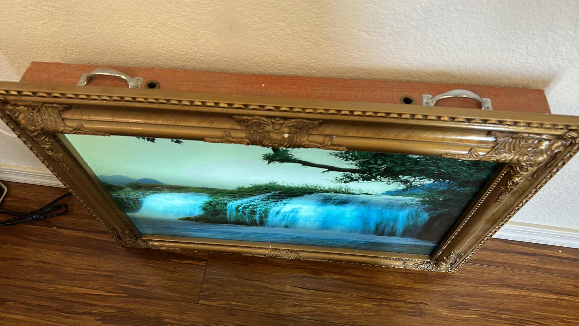 Photo 1 of 1970’s WALL ART - VINTAGE MOTION AND SOUND  LIGHT UP WATERFALL (online $100 to $400   26 1/2” x 18 1/2