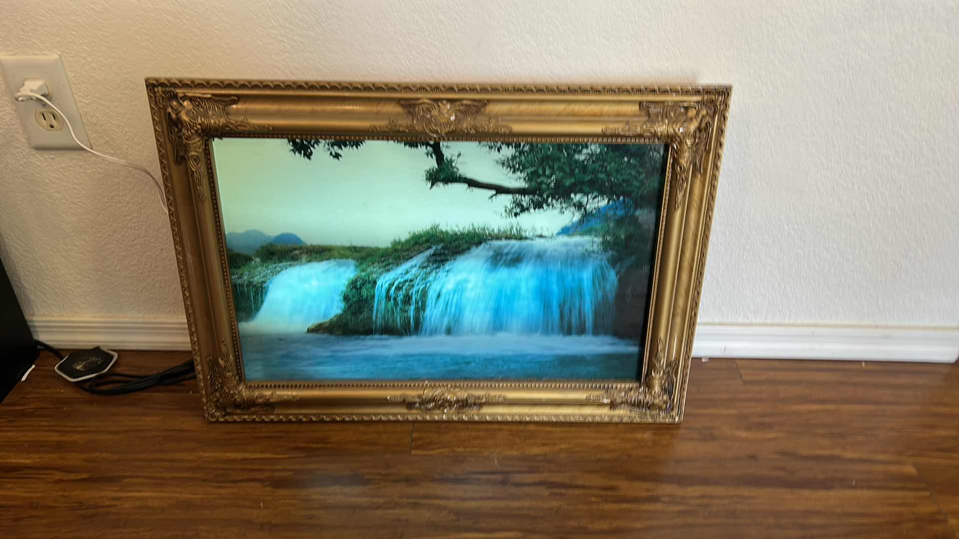 Photo 1 of 1970’s WALL ART - VINTAGE MOTION AND SOUND  LIGHT UP WATERFALL (online $100 to $400   26 1/2” x 18 1/2