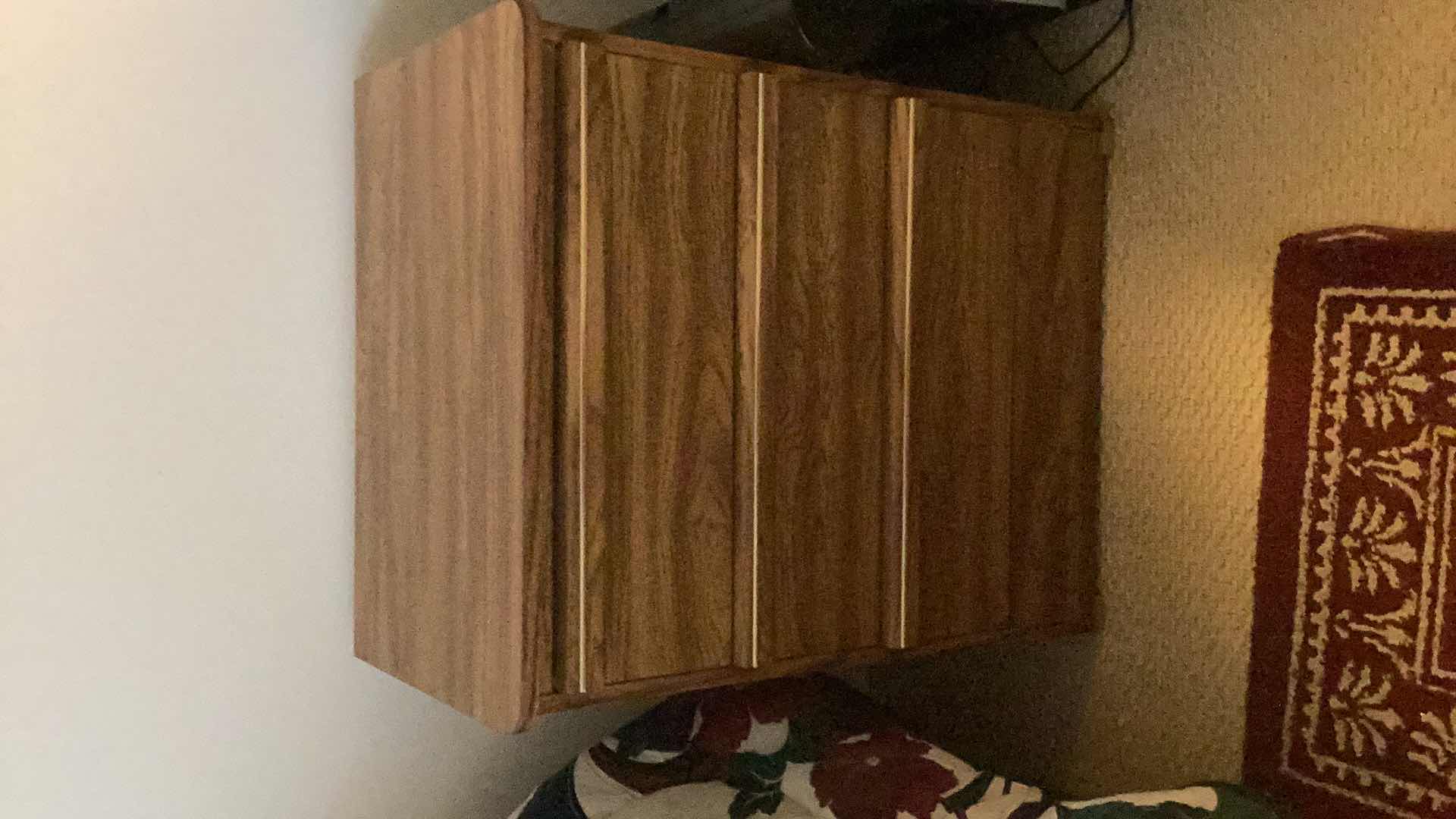 Photo 1 of 2 WOOD NIGHTSTANDS- SMALL 19” x 16” x 19” LARGE 23” x 16” x 28”