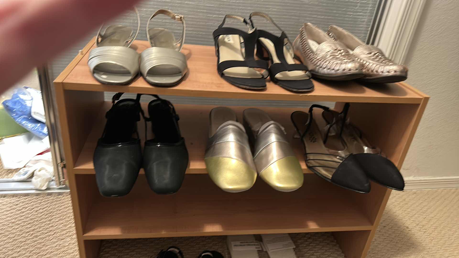 Photo 11 of WOMENS SHOE ASSORTMENT SIZE 11 PLUS SHOE RACK