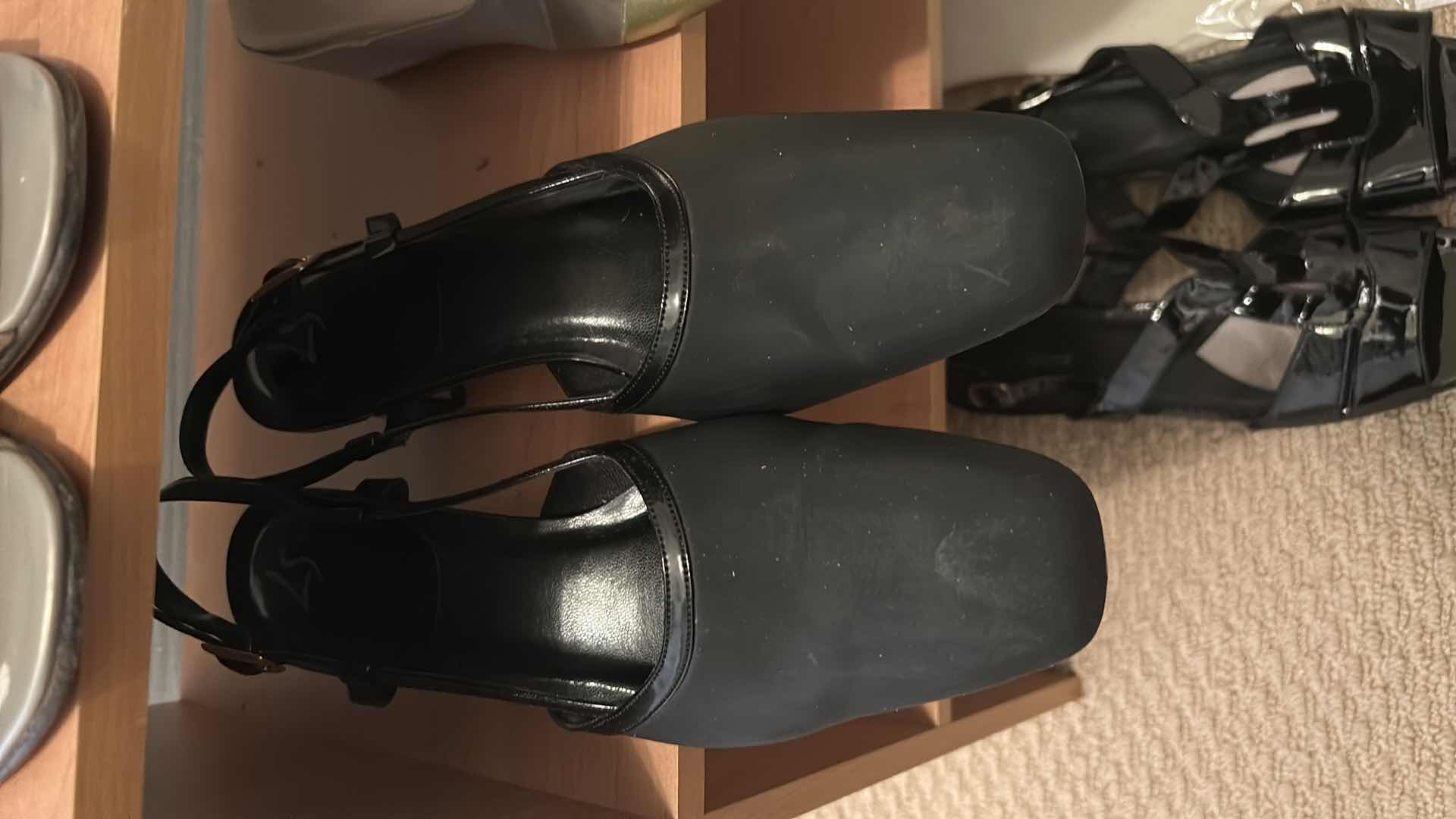 Photo 3 of WOMENS SHOE ASSORTMENT SIZE 11 PLUS SHOE RACK