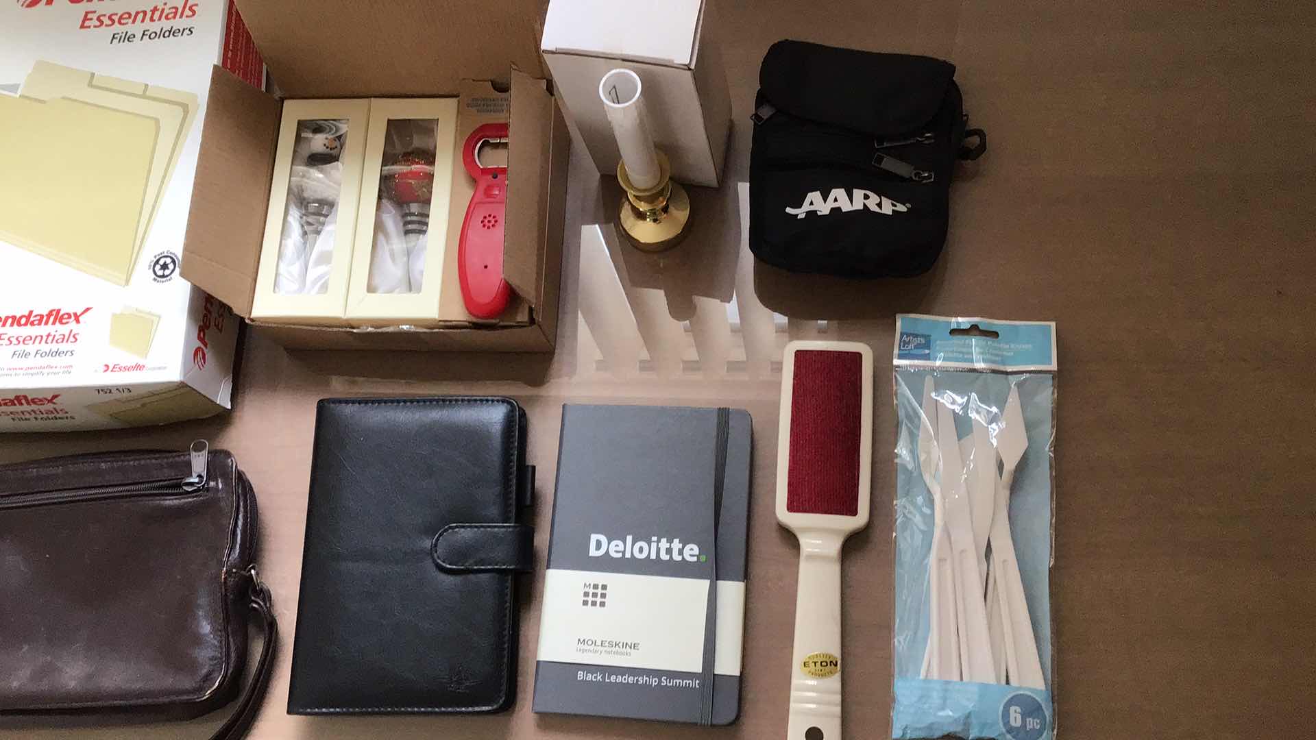 Photo 1 of BUSINESS ASSORTMENT BOTTLE TOPPERS W RECORDING BOTTLE OPENERS, NOTEBOOKS, HANDBAGS & MORE