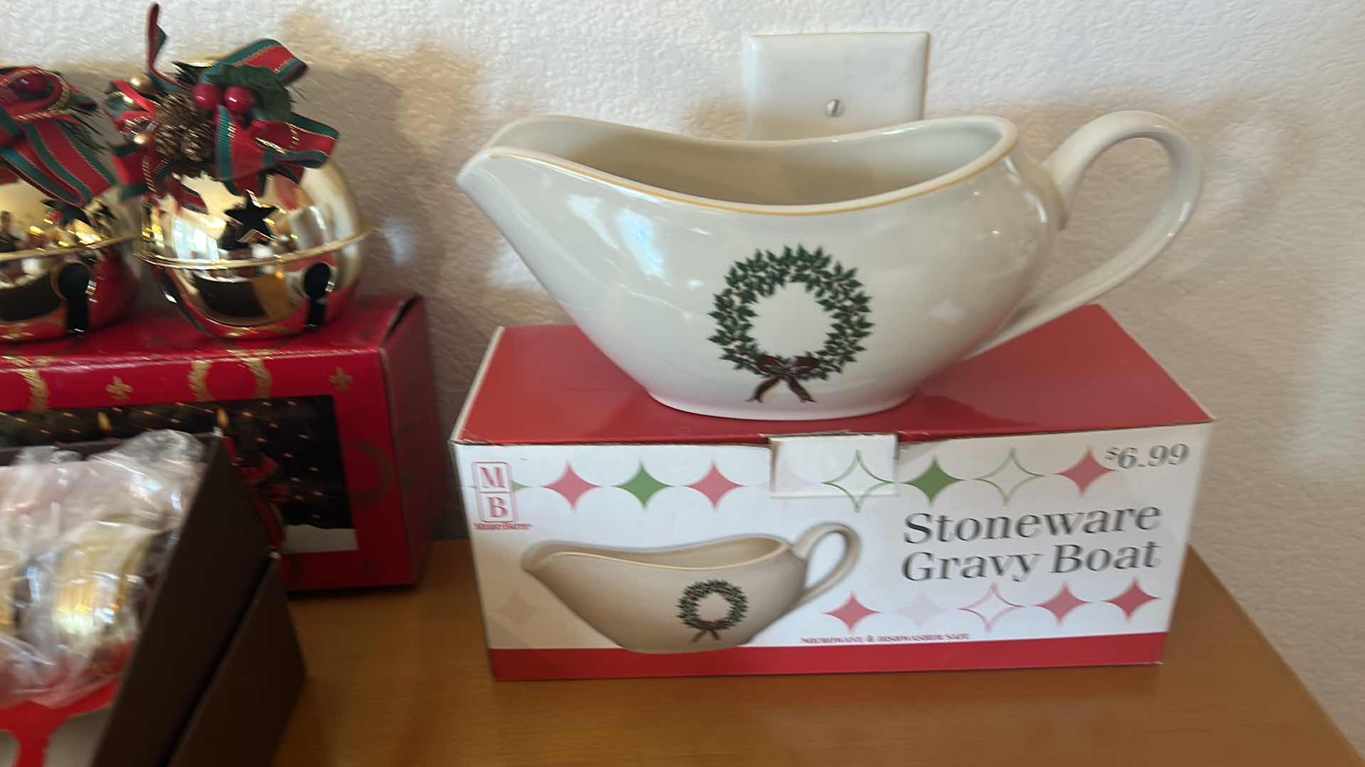 Photo 1 of NEW BOXED CHRISTMAS ITEMS (1 NAPKIN RING IS MISSING FROM BOX)