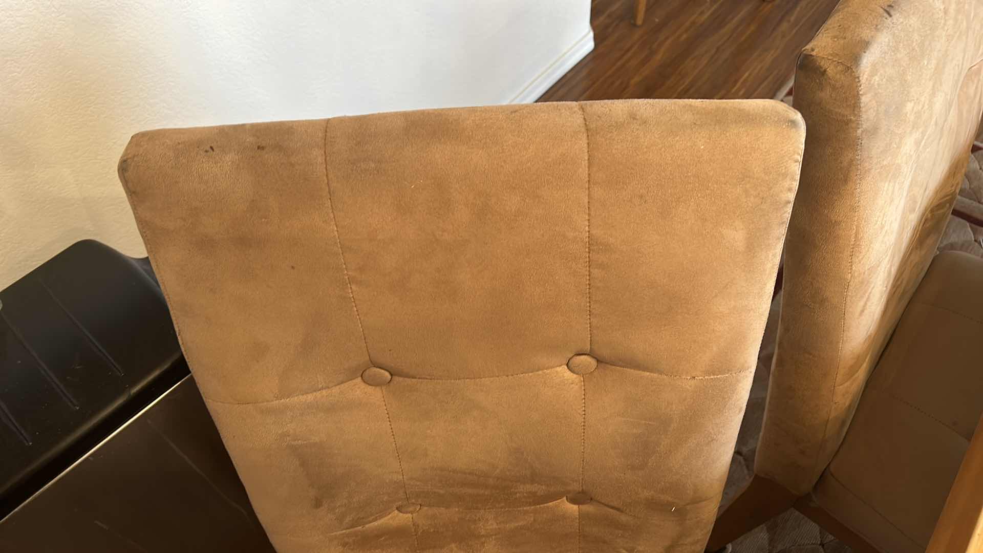 Photo 1 of HONEY MAPLE SCANDANAVIAN WOOD TABLE WITH FROSTED GLASS TOP WITH 6 CHAIRS 38” x 60” x H39.5”  30" EXTENSION (CENTERPECE SOLD SEPERATELY)